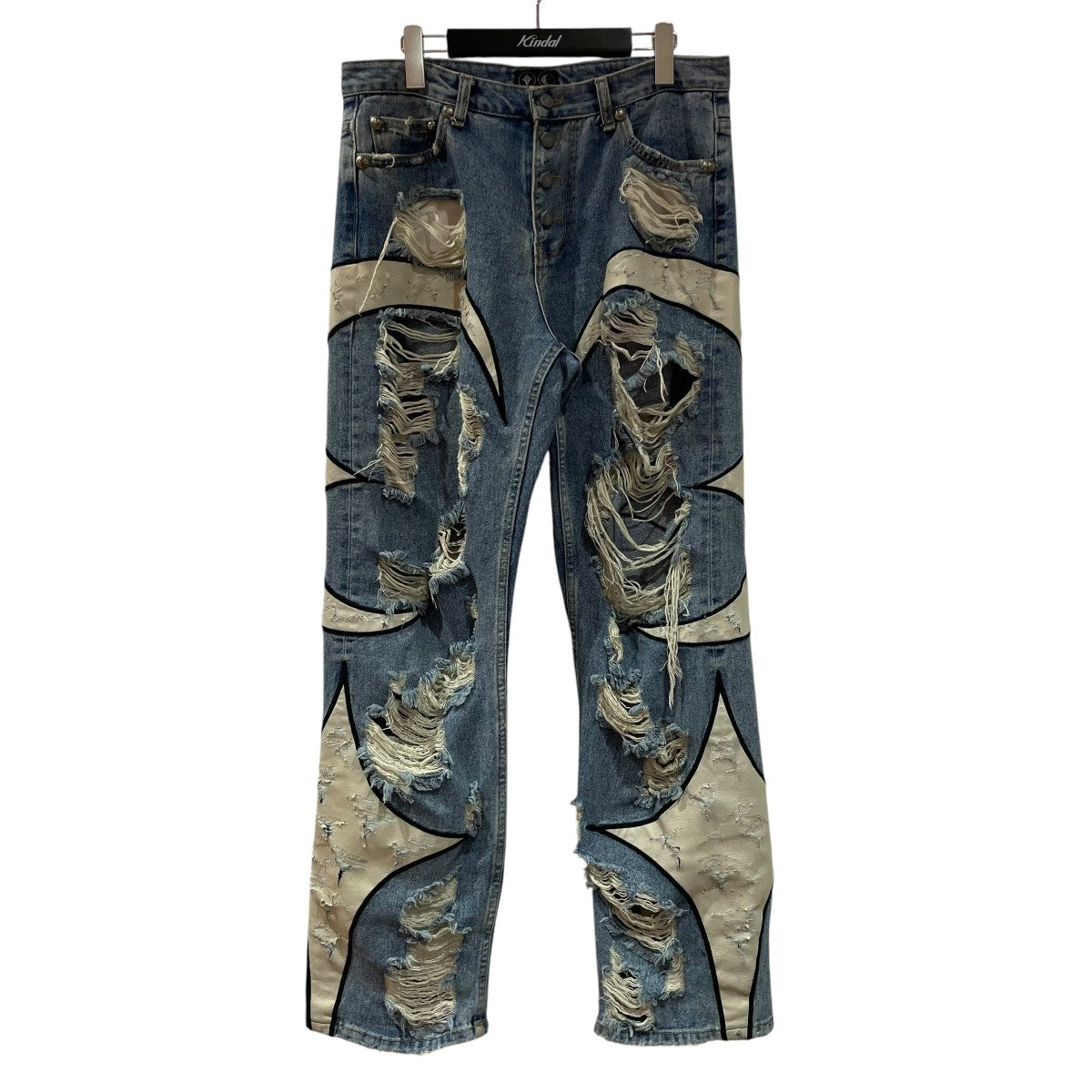 THUG CLUB ダメージ加工トライバルデニムパンツTC24PT2101 古着・中古-1枚目のアイテム画像