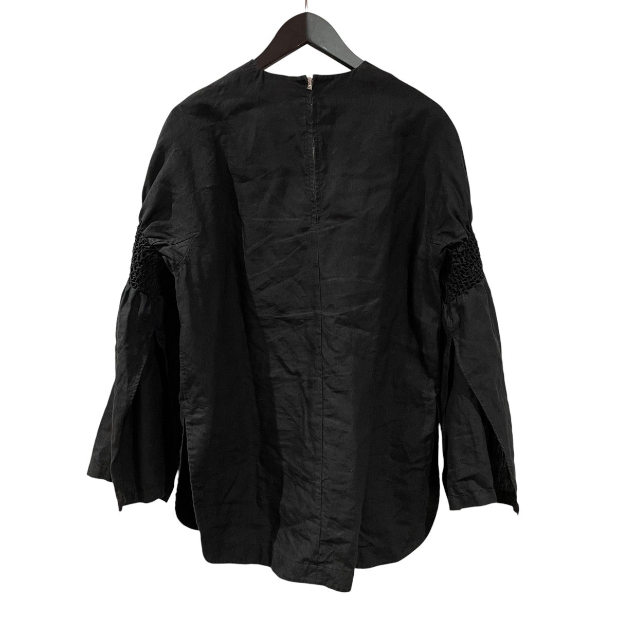 HYKE 23SSLINEN SMOCKED BLOUSEリネン長袖ブラウス 古着・中古-2枚目のアイテム画像