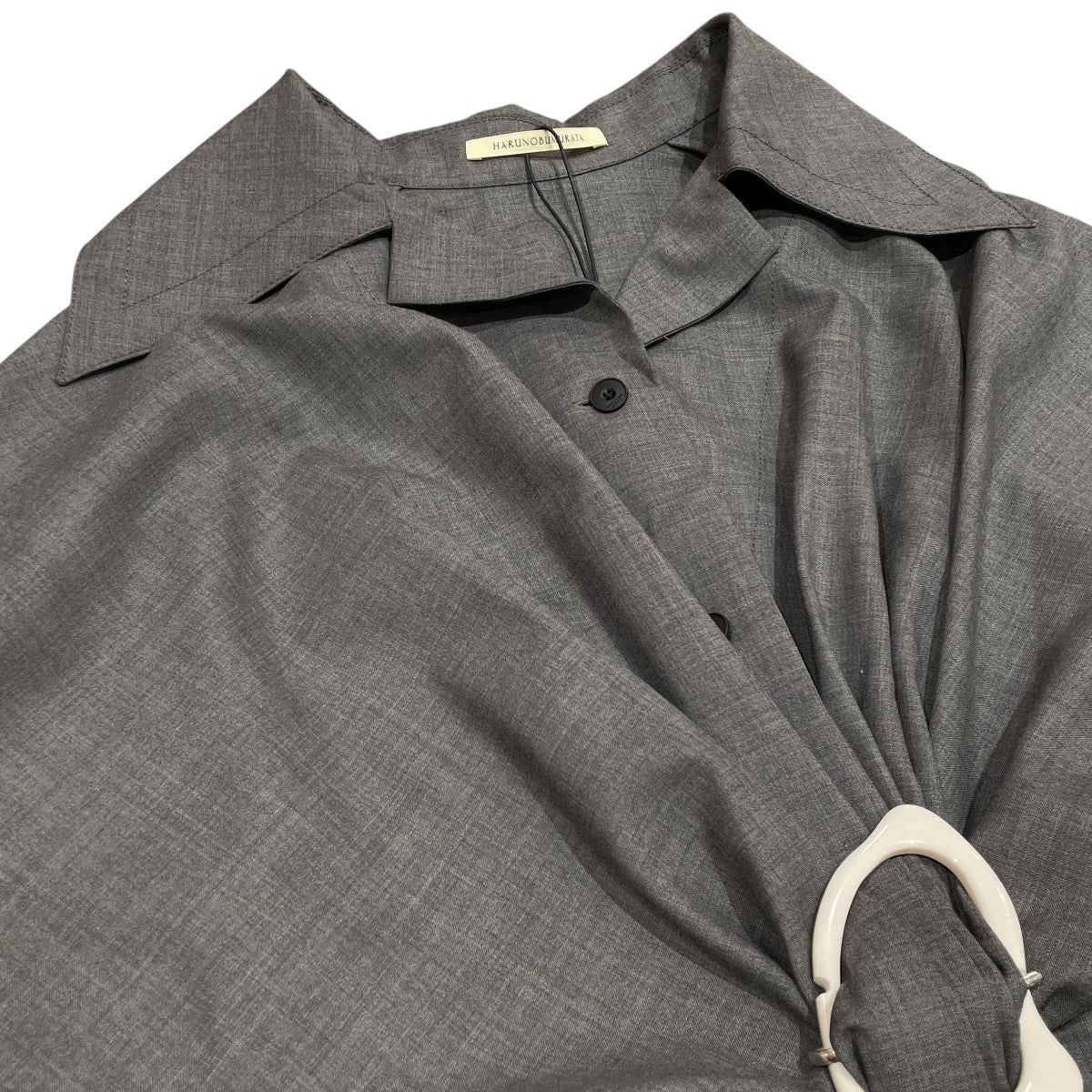 HARUNOBUMURATA WOOL GATHERED SHIRT WITH BUCKLE長袖シャツHM25W755-TAK05 古着・中古-3枚目のアイテム画像