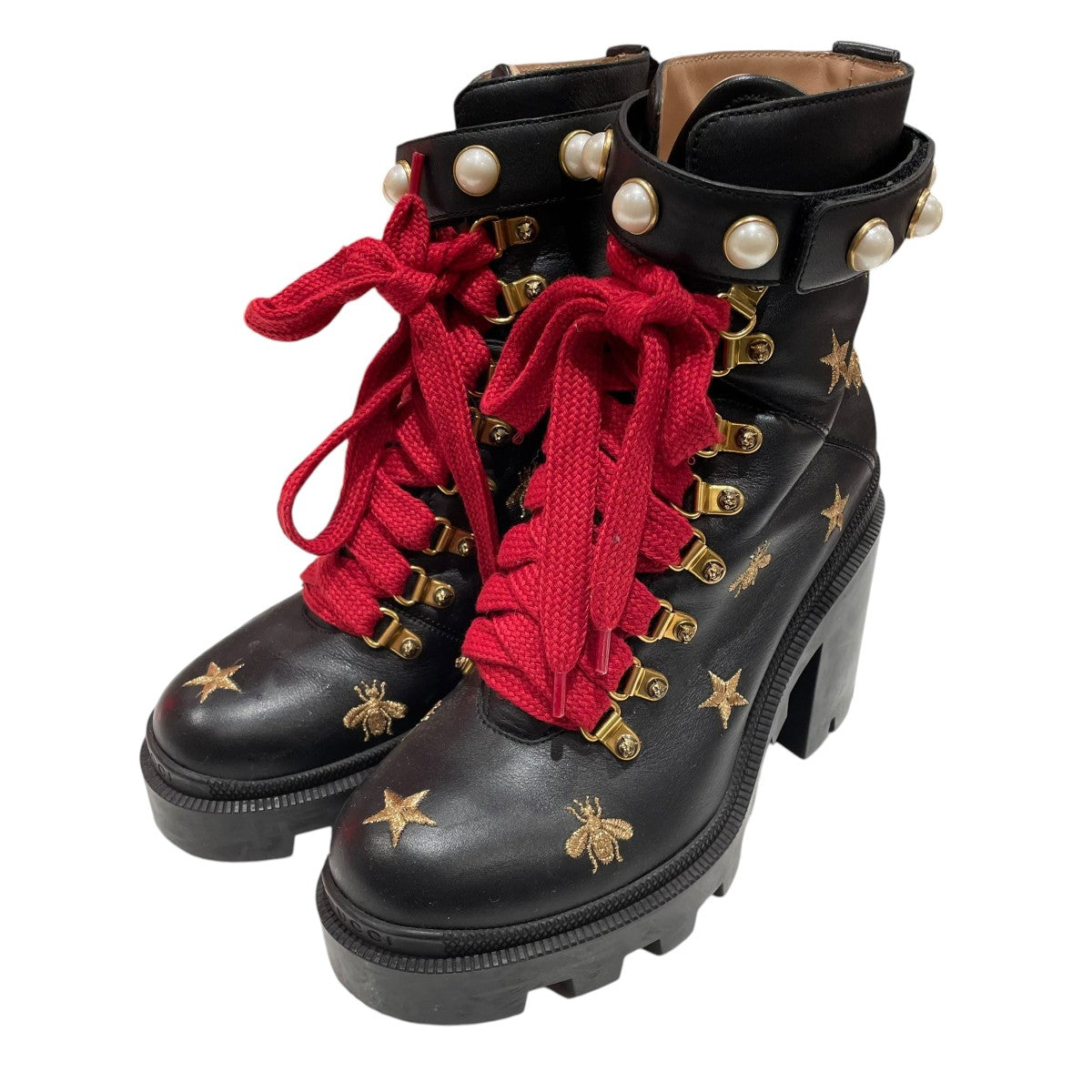 GUCCI(グッチ) レザーブーツ498695 498695 ブラック サイズ 37 1/2