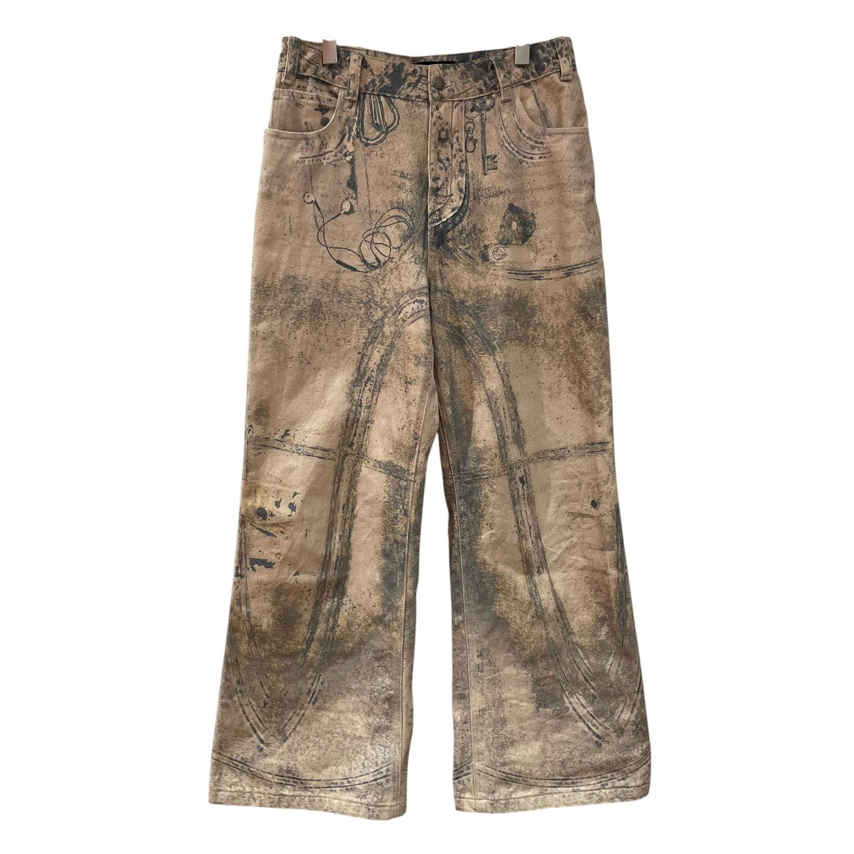 NO／FAITH STUDIOS 25SSPRINTED DENIM BEI USED LOOK PRINTEDデニムパンツ 古着・中古-1枚目のアイテム画像