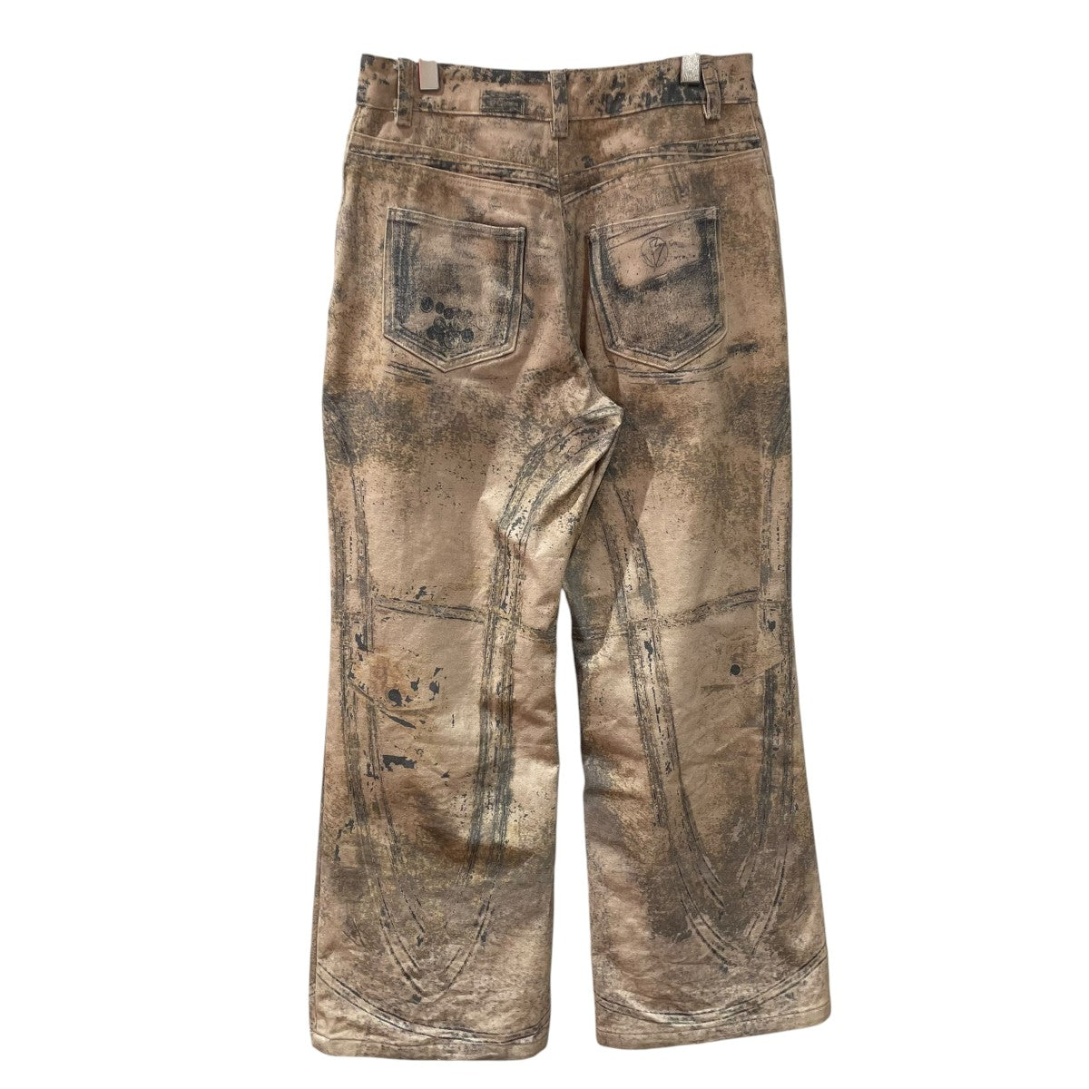 NO／FAITH STUDIOS 25SSPRINTED DENIM BEI USED LOOK PRINTEDデニムパンツ 古着・中古-2枚目のアイテム画像