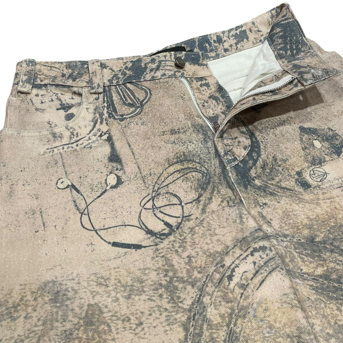 NO／FAITH STUDIOS 25SSPRINTED DENIM BEI USED LOOK PRINTEDデニムパンツ 古着・中古-3枚目のアイテム画像