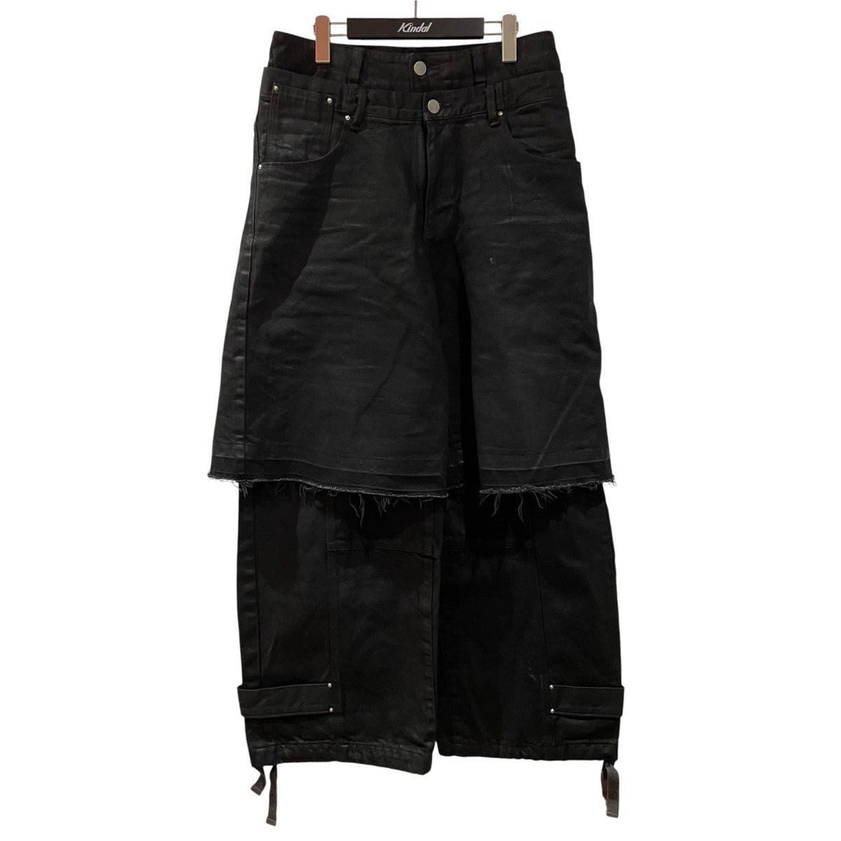 FILTH FRONT ZIP BAGGY DENIMコーティングレイヤードデニムパンツFL FW24 PT01 古着・中古-1枚目のアイテム画像