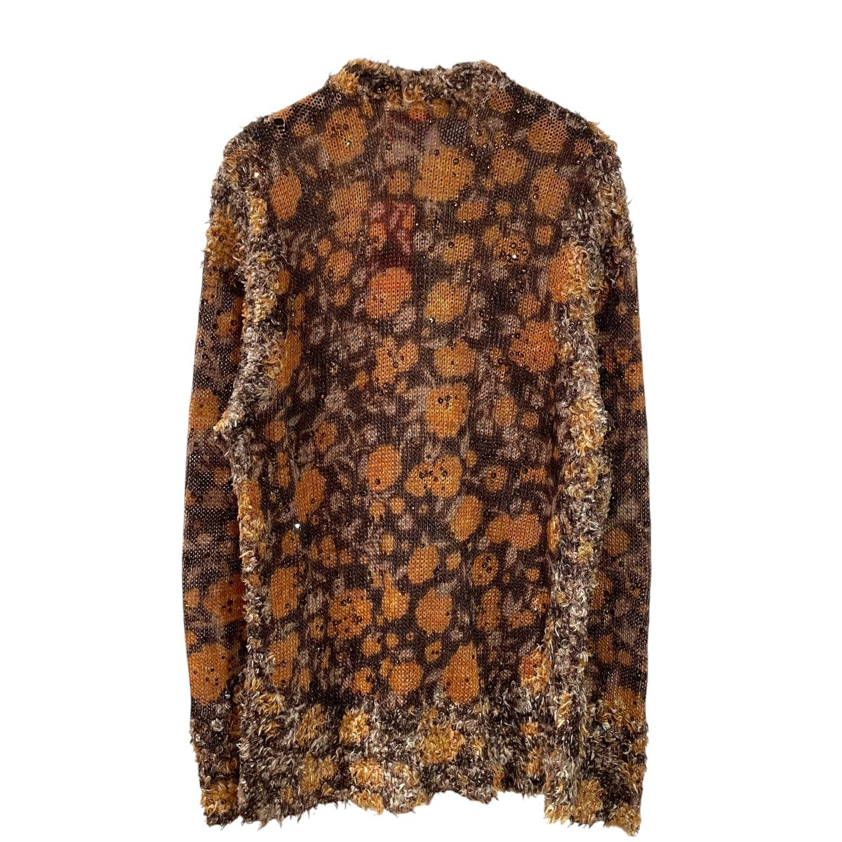 26SSPrinted linen-blend cardigan with crystalsラインストーンカーディガンA23161