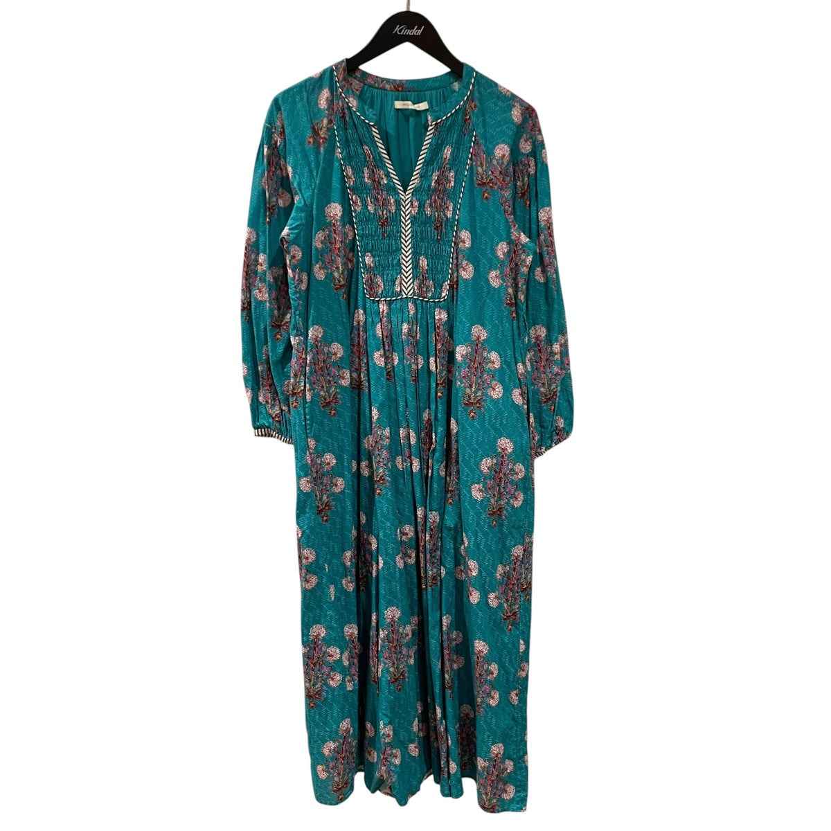 ne quittez pas COTTON JQD MARIGOLD PRINT長袖ワンピース010441GH1 古着・中古-1枚目のアイテム画像