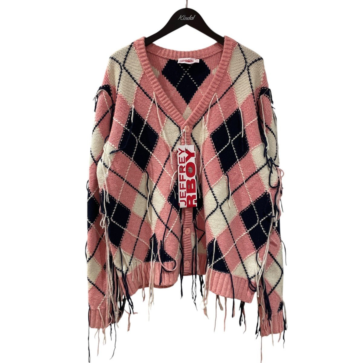 CHARLES JEFFREY LOVERBOY Guddle Argyle CardiganニットカーディガンCJLSS23GAC1 古着・中古-1枚目のアイテム画像