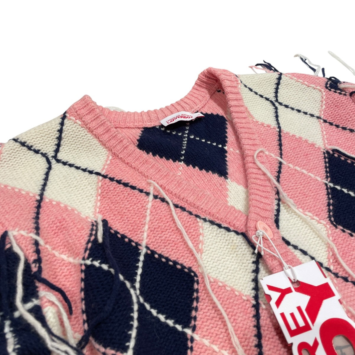 CHARLES JEFFREY LOVERBOY Guddle Argyle CardiganニットカーディガンCJLSS23GAC1 古着・中古-3枚目のアイテム画像