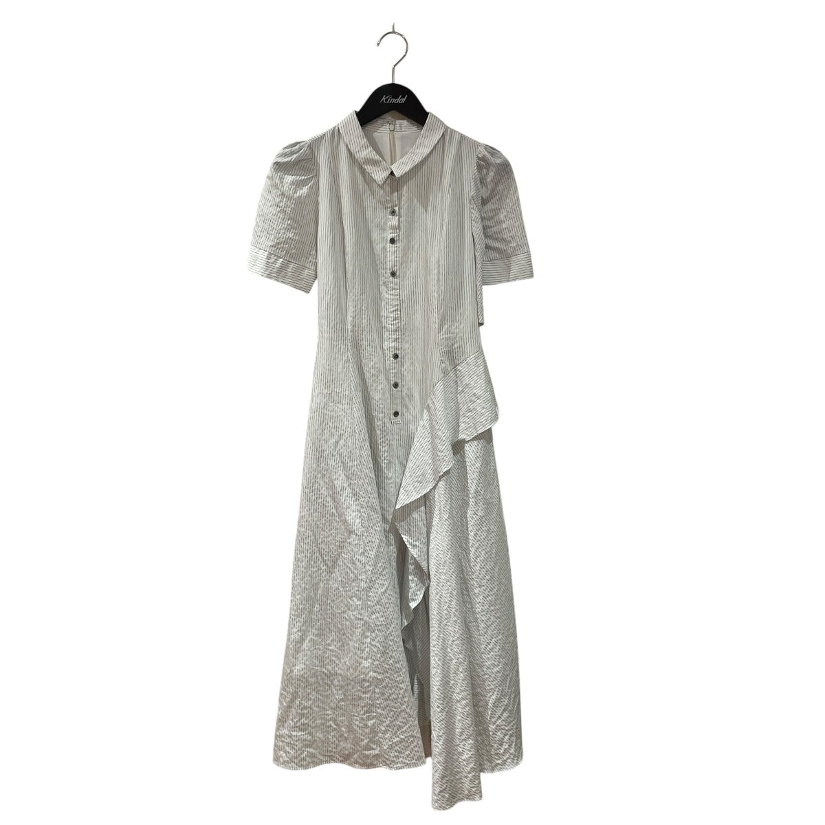 Striped Asymmetrical Shirt Dressストライプ半袖ワンピース1261305094