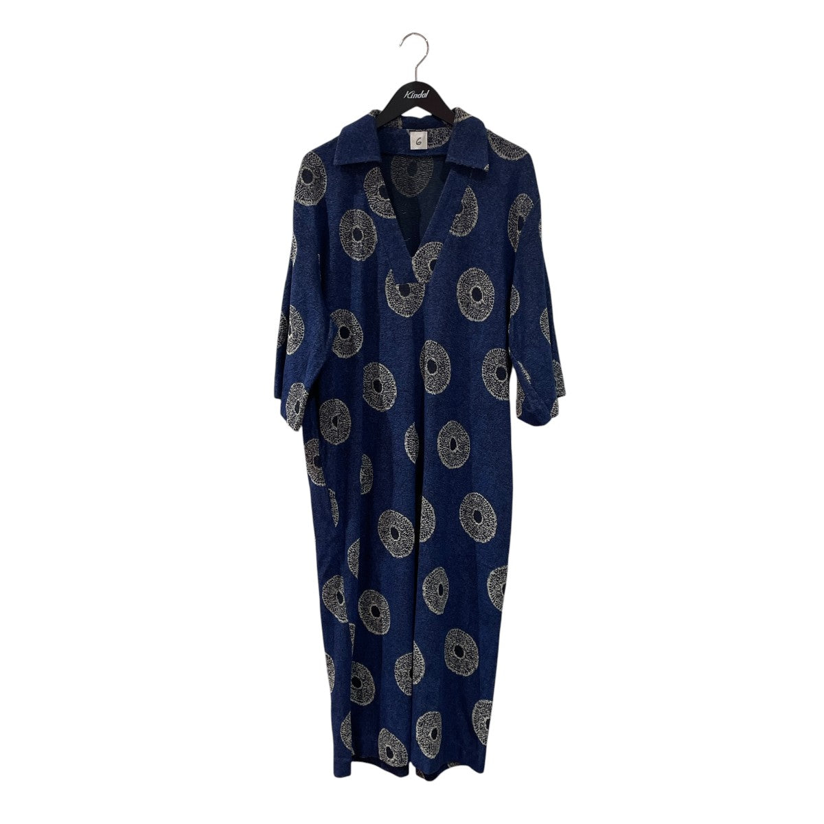 BATIK RRINT PILE DRESSVネックドレス8626-241-0338