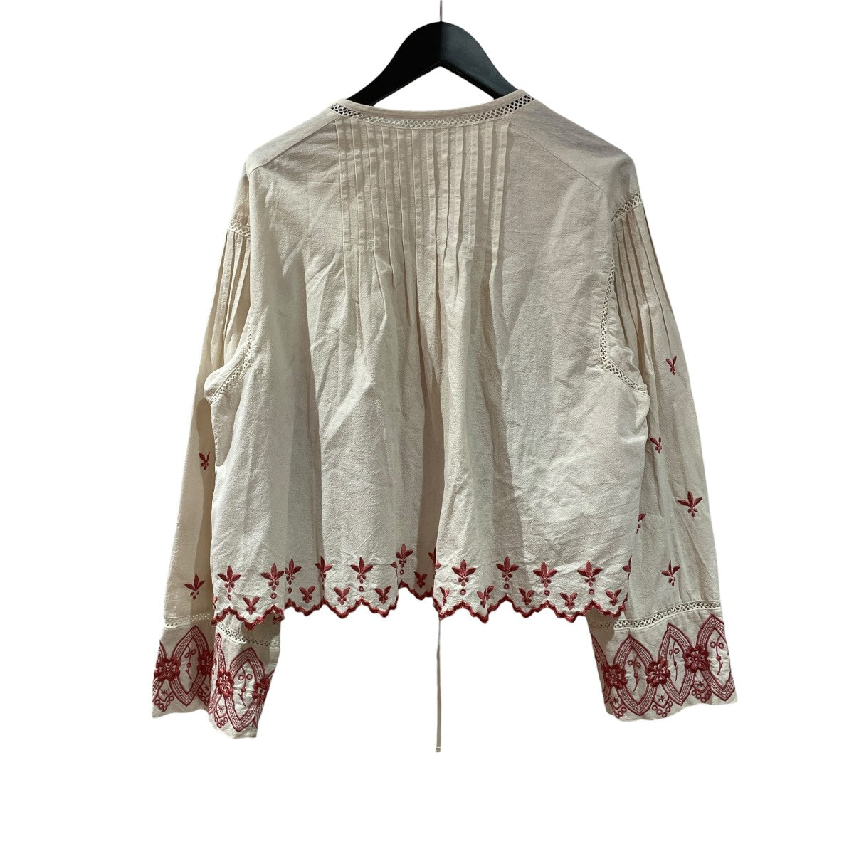 Crimp Cotton Anglaise Embroidery Top長袖ブラウス010152WH1