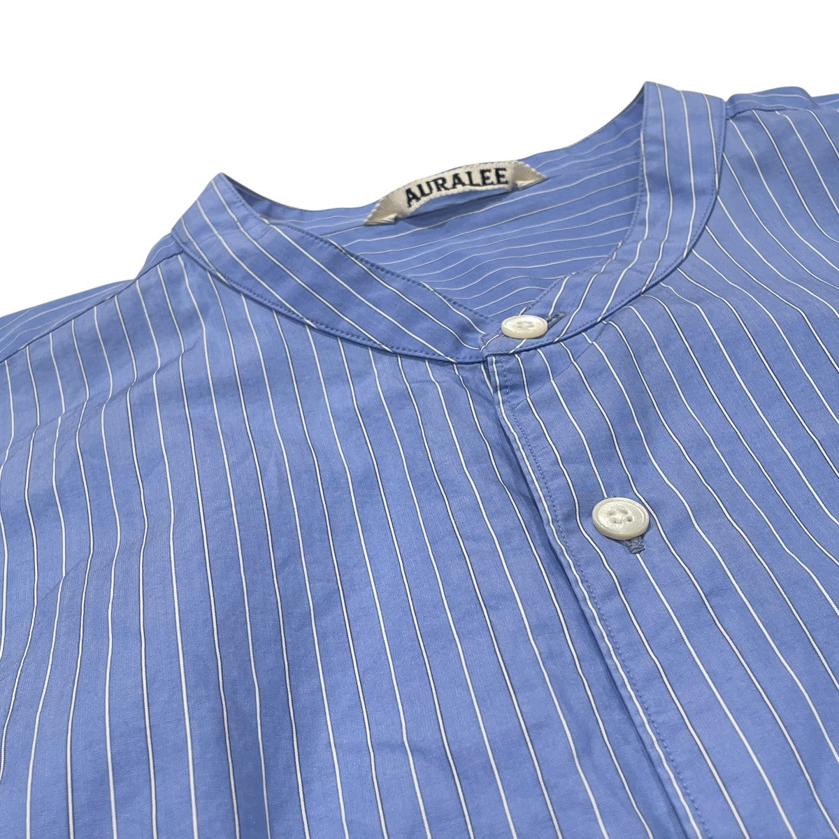 SUVIN HIGH COUNT CLOTH STRIPE STAND COLLAR SHIRTバンドカラーシャツA24AS02SS