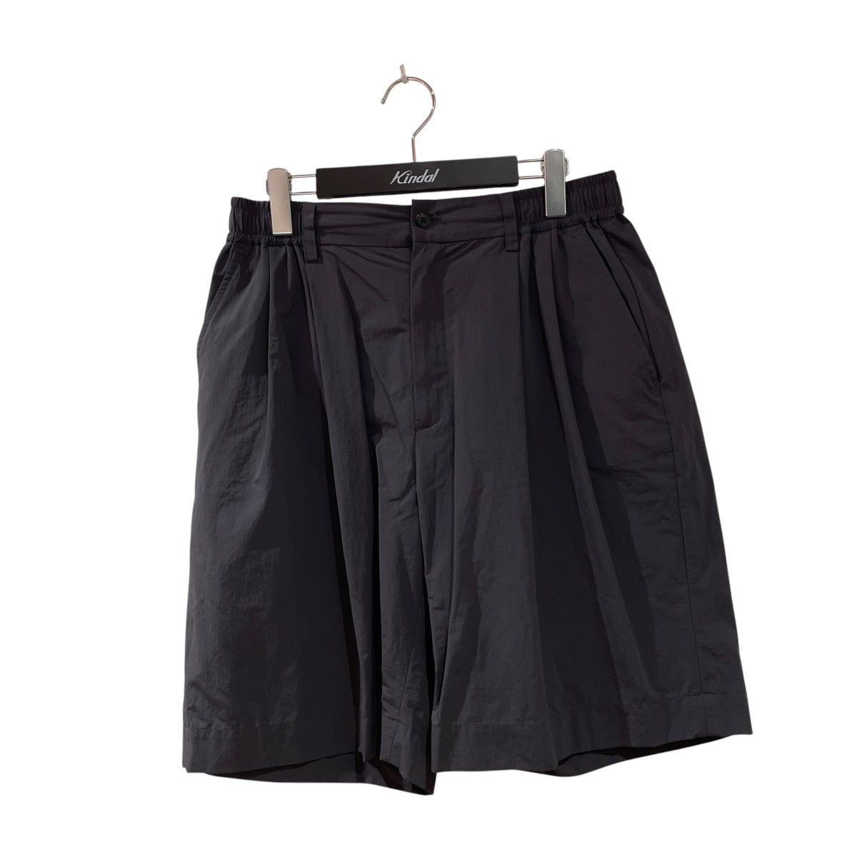 WINDPROOF NYLON WIDE EASY SHORT TROUSERS - BLACKハーフパンツST.814