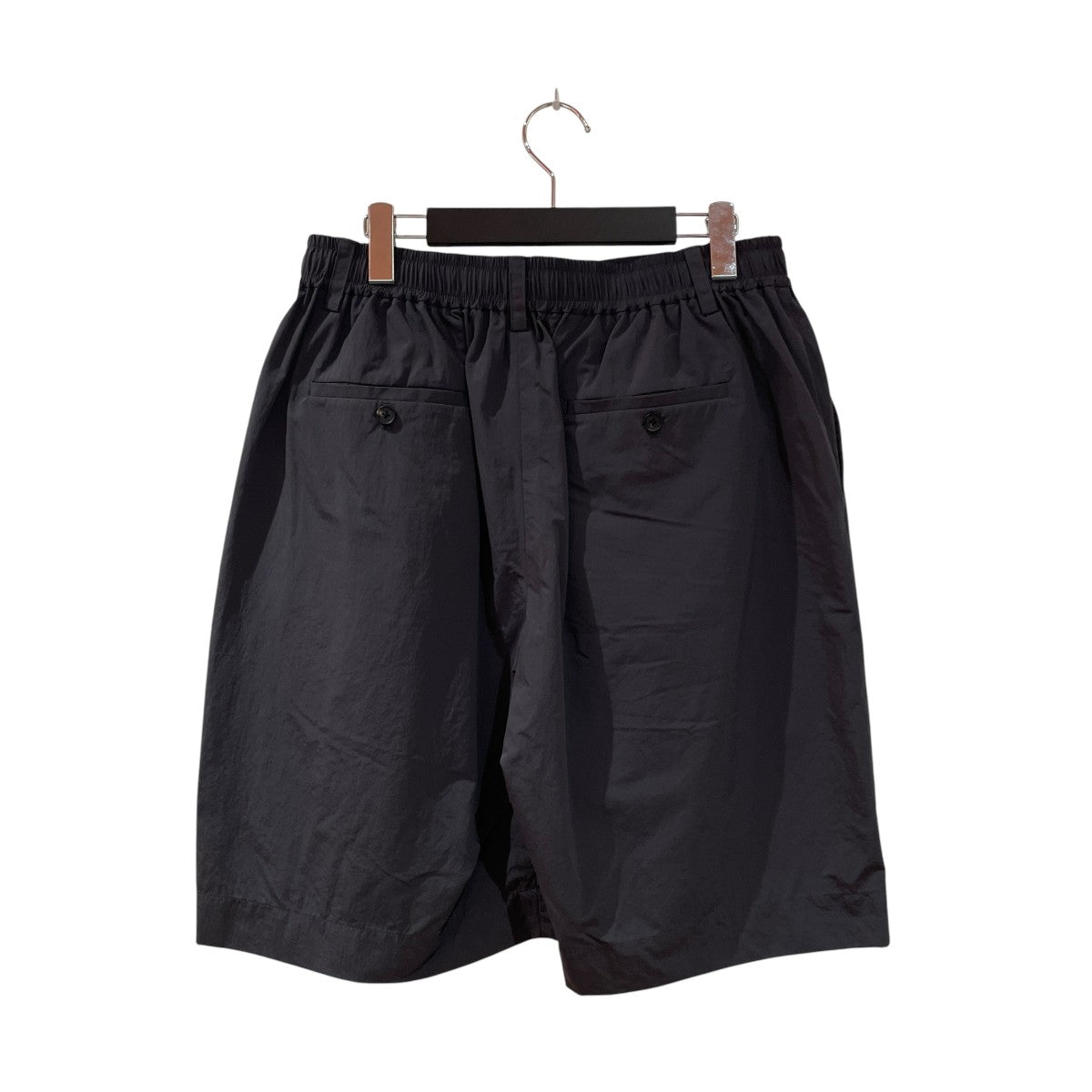 WINDPROOF NYLON WIDE EASY SHORT TROUSERS - BLACKハーフパンツST.814