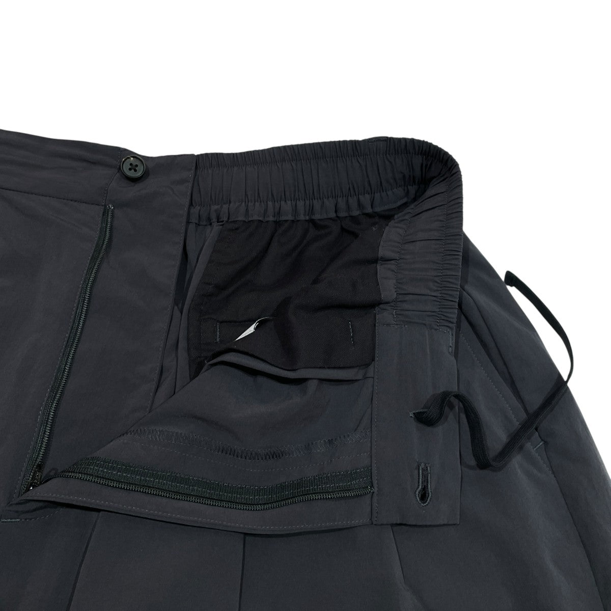 WINDPROOF NYLON WIDE EASY SHORT TROUSERS - BLACKハーフパンツST.814