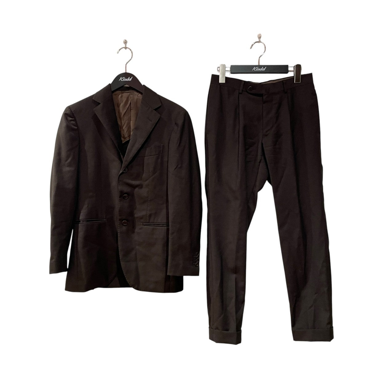 BEAMS F ALFRED BROWN ウールモヘヤブラウンソリッド3ボタンスーツセットアップスーツ21-17-1085-731