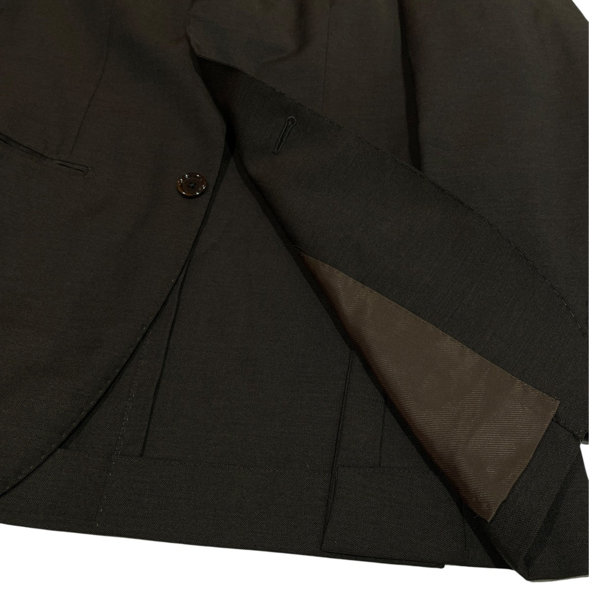 BEAMS F ALFRED BROWN ウールモヘヤブラウンソリッド3ボタンスーツセットアップスーツ21-17-1085-731