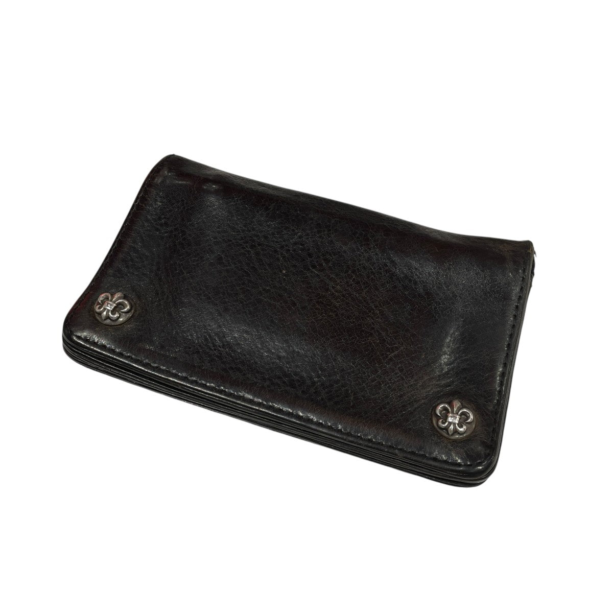 1 ZIP BS FLEUR BUTTON LEATHER WALLET2つ折り財布