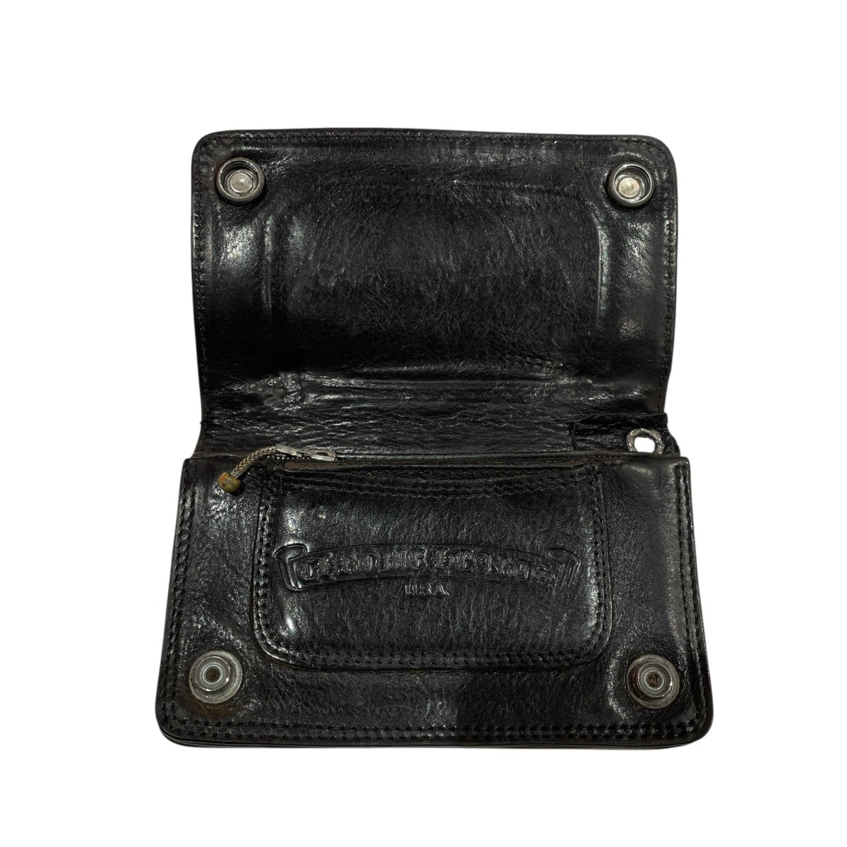 1 ZIP BS FLEUR BUTTON LEATHER WALLET2つ折り財布