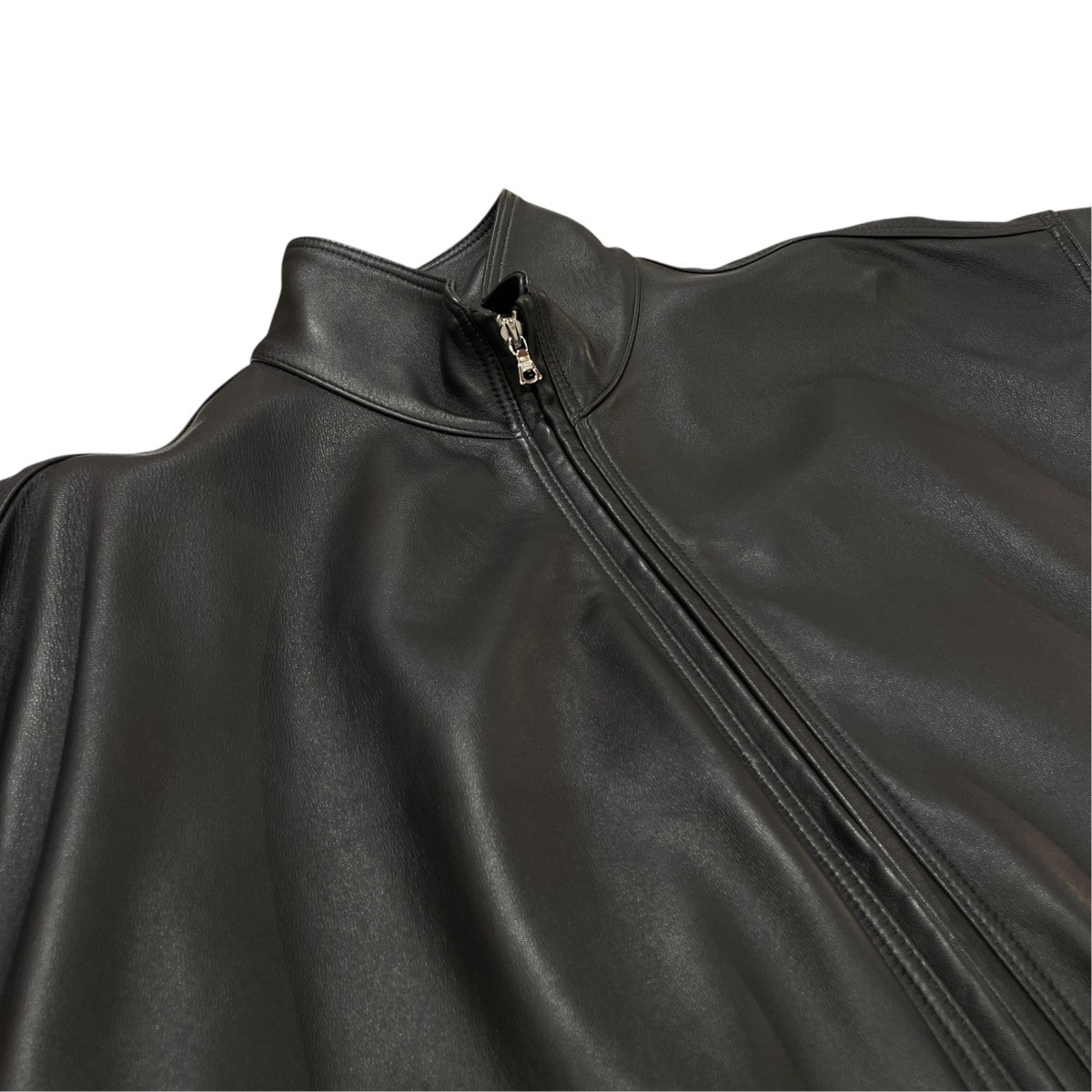 SHEEP LEATHER STAND COLLAR JACKET - BLACKレザージャケットST.1220