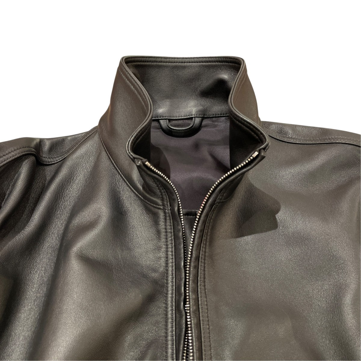 SHEEP LEATHER STAND COLLAR JACKET - BLACKレザージャケットST.1220