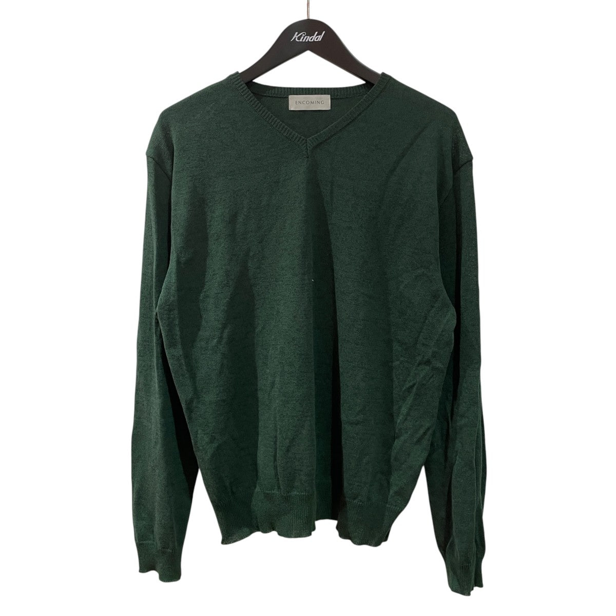 ENCOMING ENCOMING KNITTED V NECK JUMPER Dark GreenニットKNVJU-DG 古着・中古-1枚目のアイテム画像