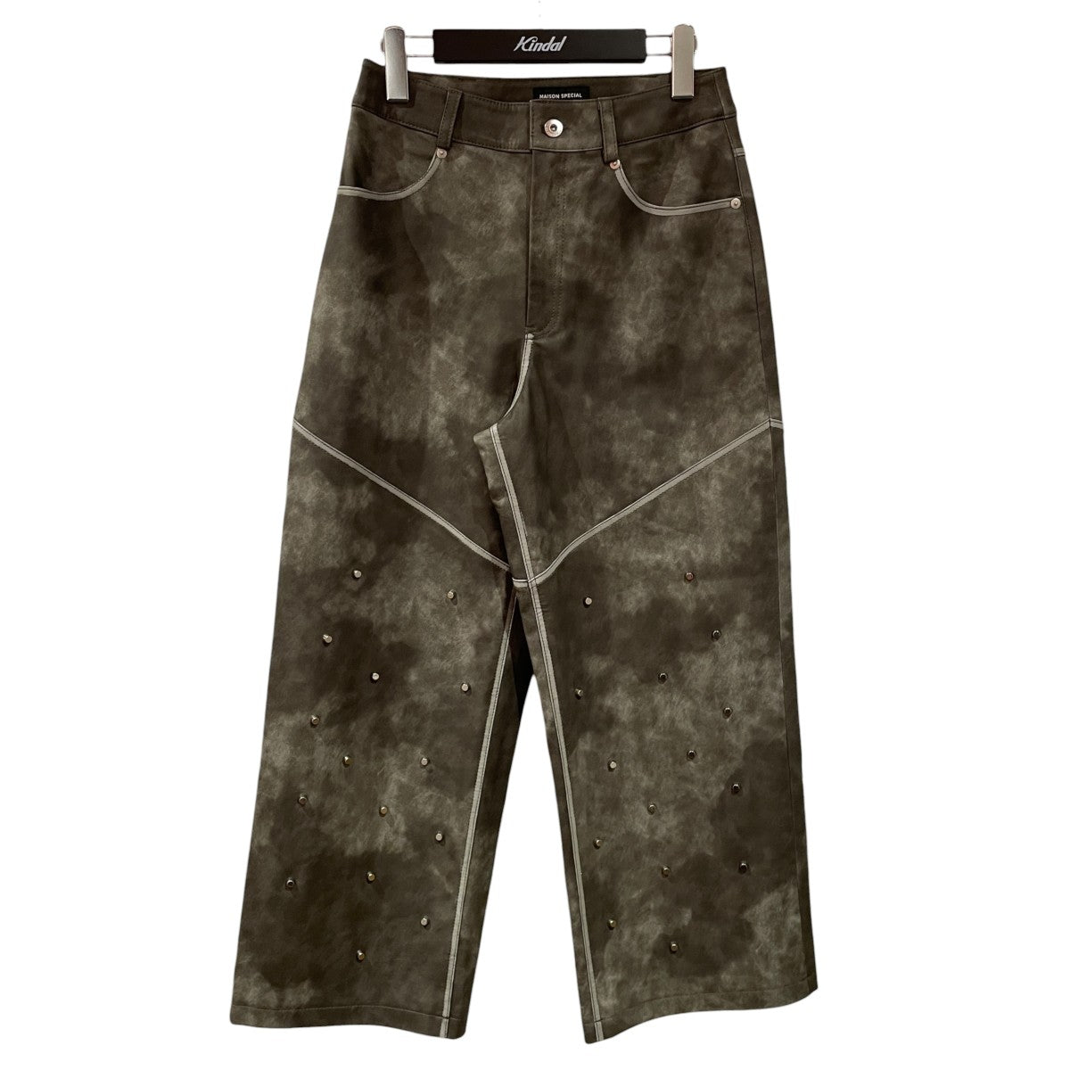 Studs Vegan Leather Straight Pantsレザーパンツ21242465814