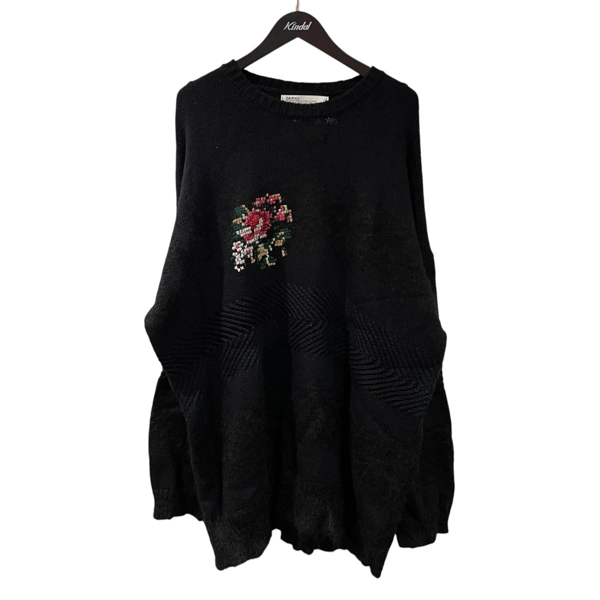 FLOWER CROSS EMBROIDERY BORDER  KNITセーター21AW K-1