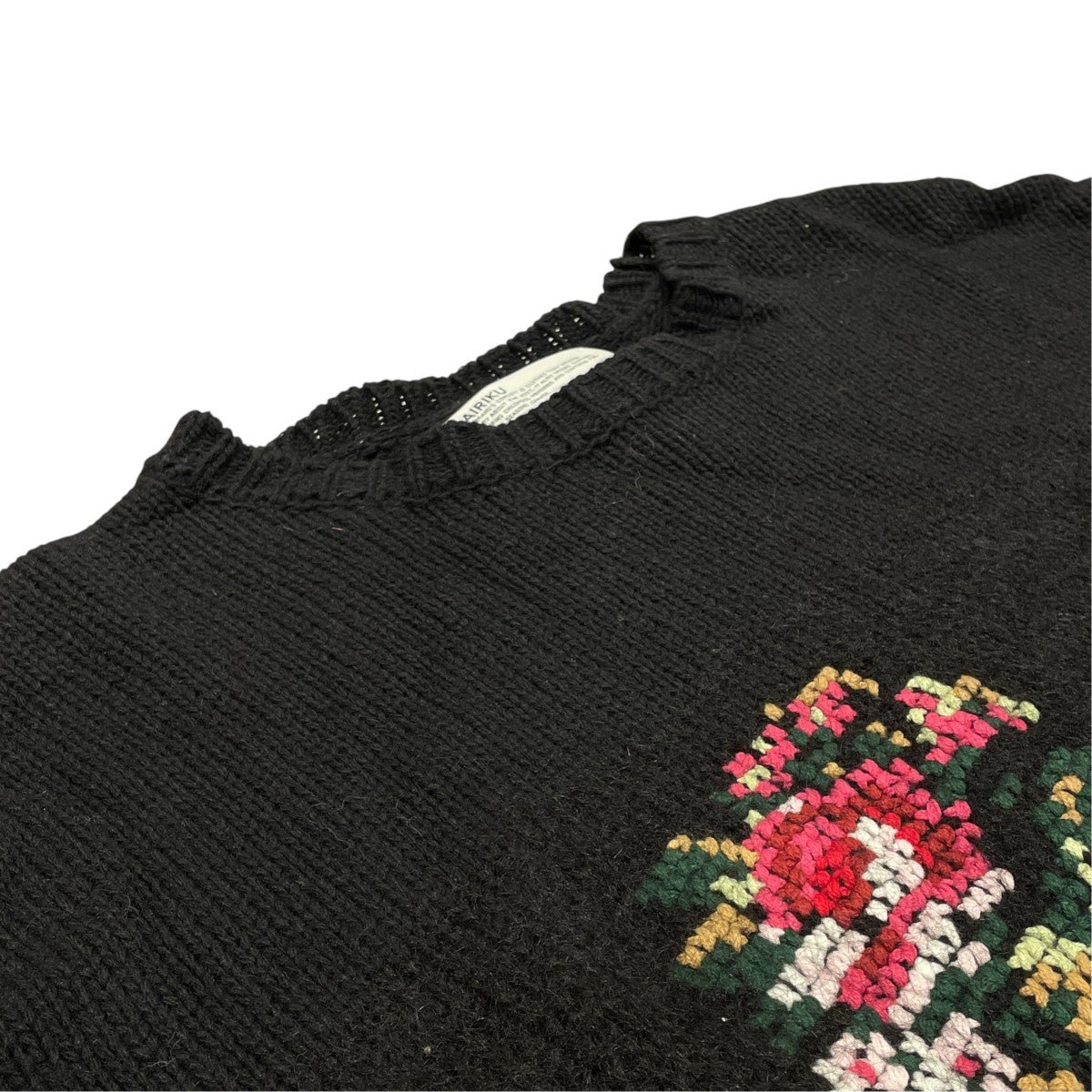 FLOWER CROSS EMBROIDERY BORDER  KNITセーター21AW K-1