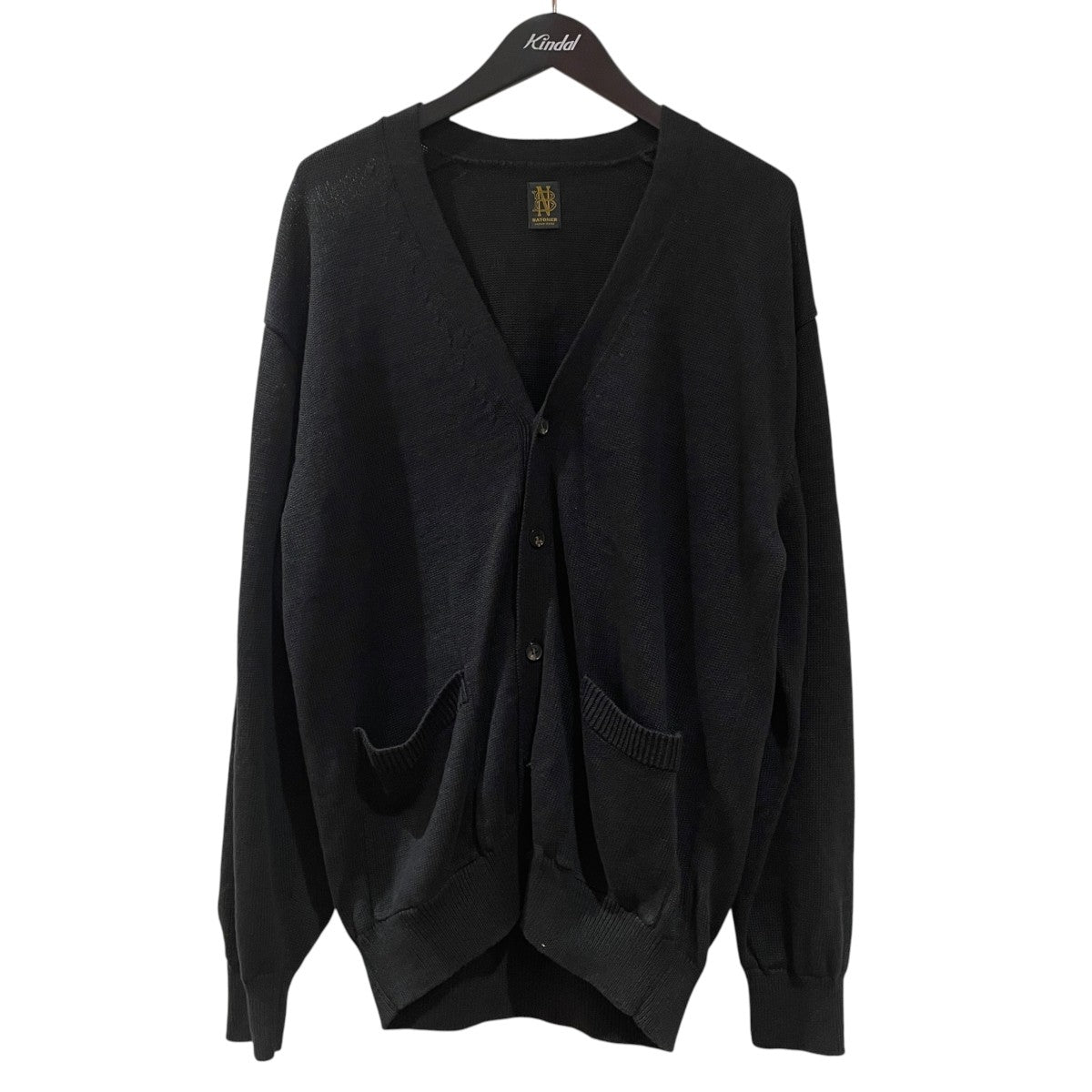 BATONER WAHSED HIGH COUNT LINEN V NECK CARDIGANニットカーディガンBN-25SM-022 古着・中古-1枚目のアイテム画像