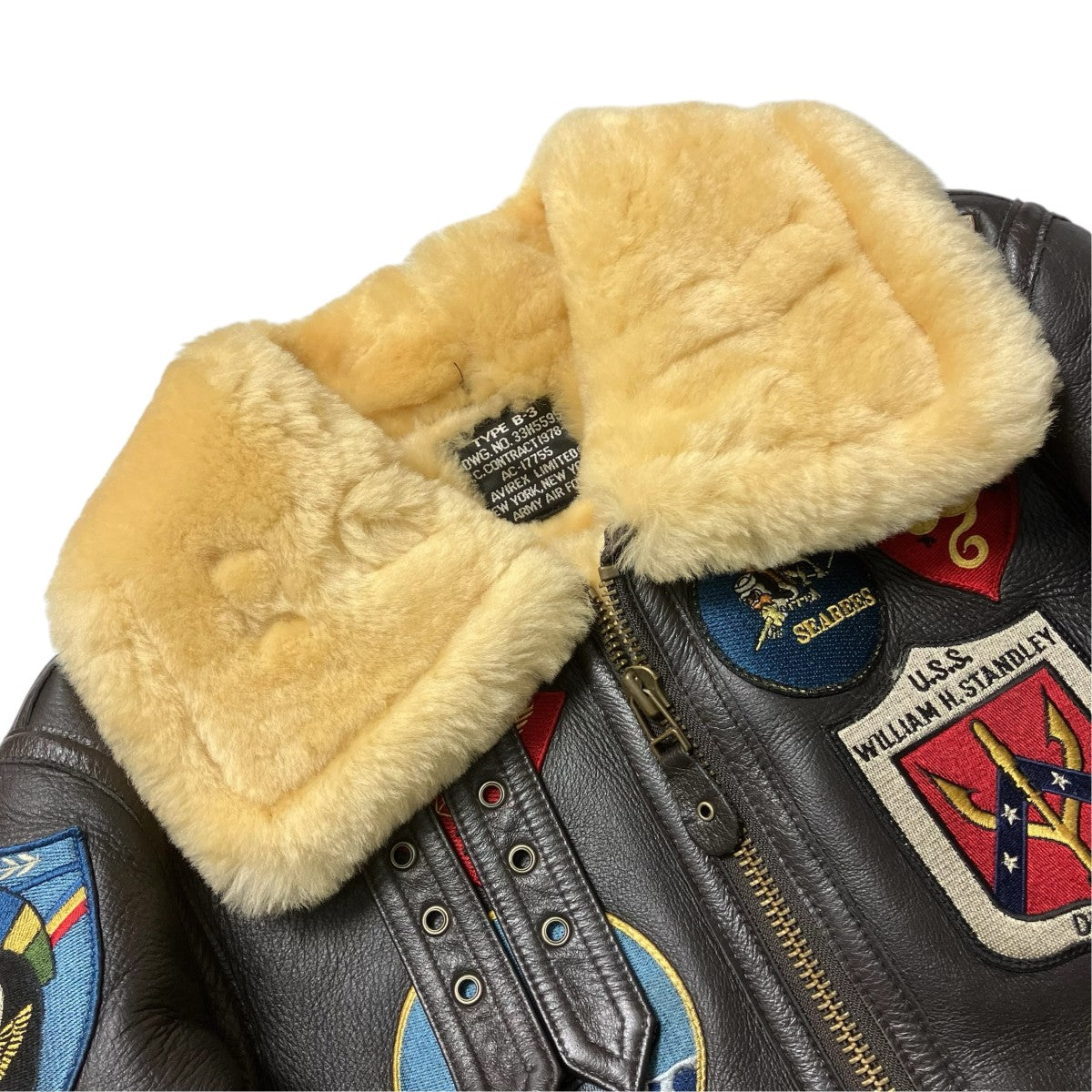 AVIREX B-3 TOP GUNレザージャケット33H5595 古着・中古-3枚目のアイテム画像