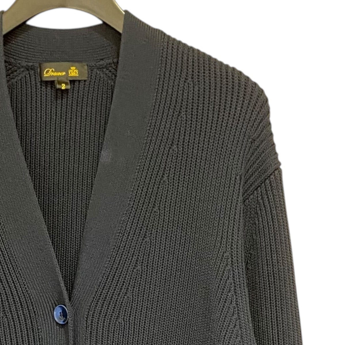 ドゥロワー Drawer ニットカーディガン 6515-105-0595 RESORT1 7Gあぜ編みカーディガン ネイビー サイズ：2 Drawer(ドゥロワー) ニットカーディガン6515-105-0595 RESORT1
