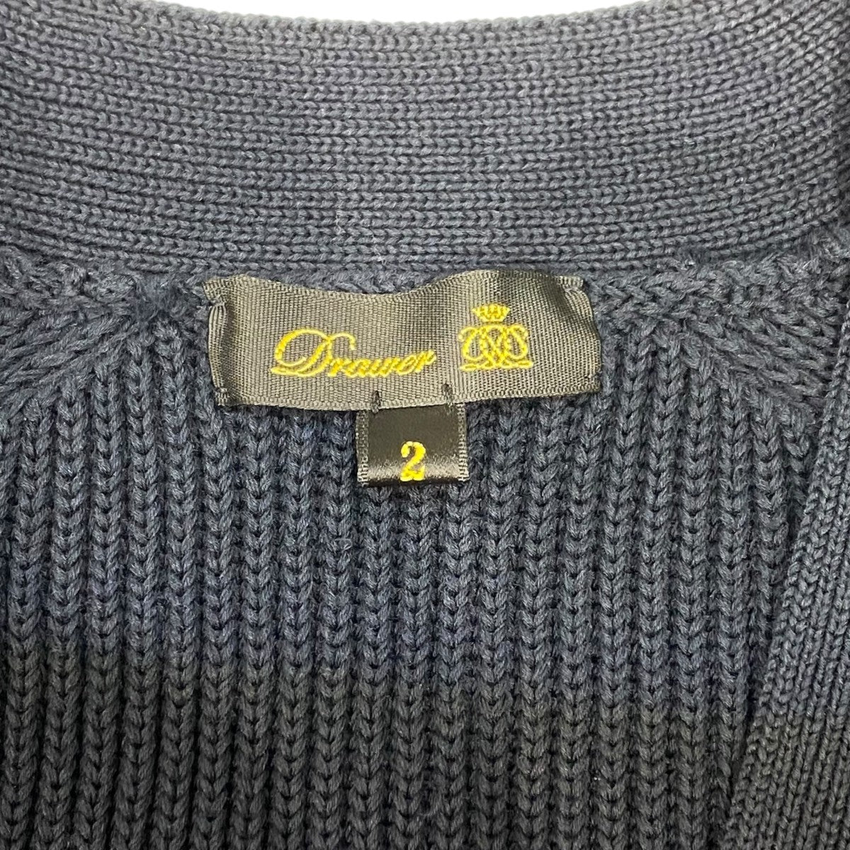 ドゥロワー Drawer ニットカーディガン 6515-105-0595 RESORT1 7Gあぜ編みカーディガン ネイビー サイズ：2 Drawer(ドゥロワー) ニットカーディガン6515-105-0595 RESORT1