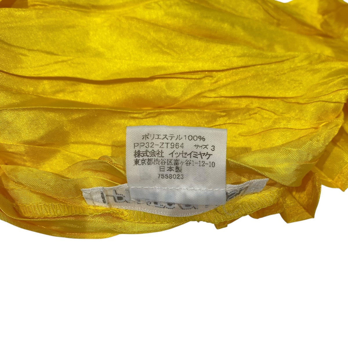 プリーツプリーズ PLEATS PLEASE プリーツブラウス PP32-ZT964 イエロー サイズ：3 PLEATS PLEASE プリーツプリーズ 5分袖シャツ 良好 サイズ3 PP32