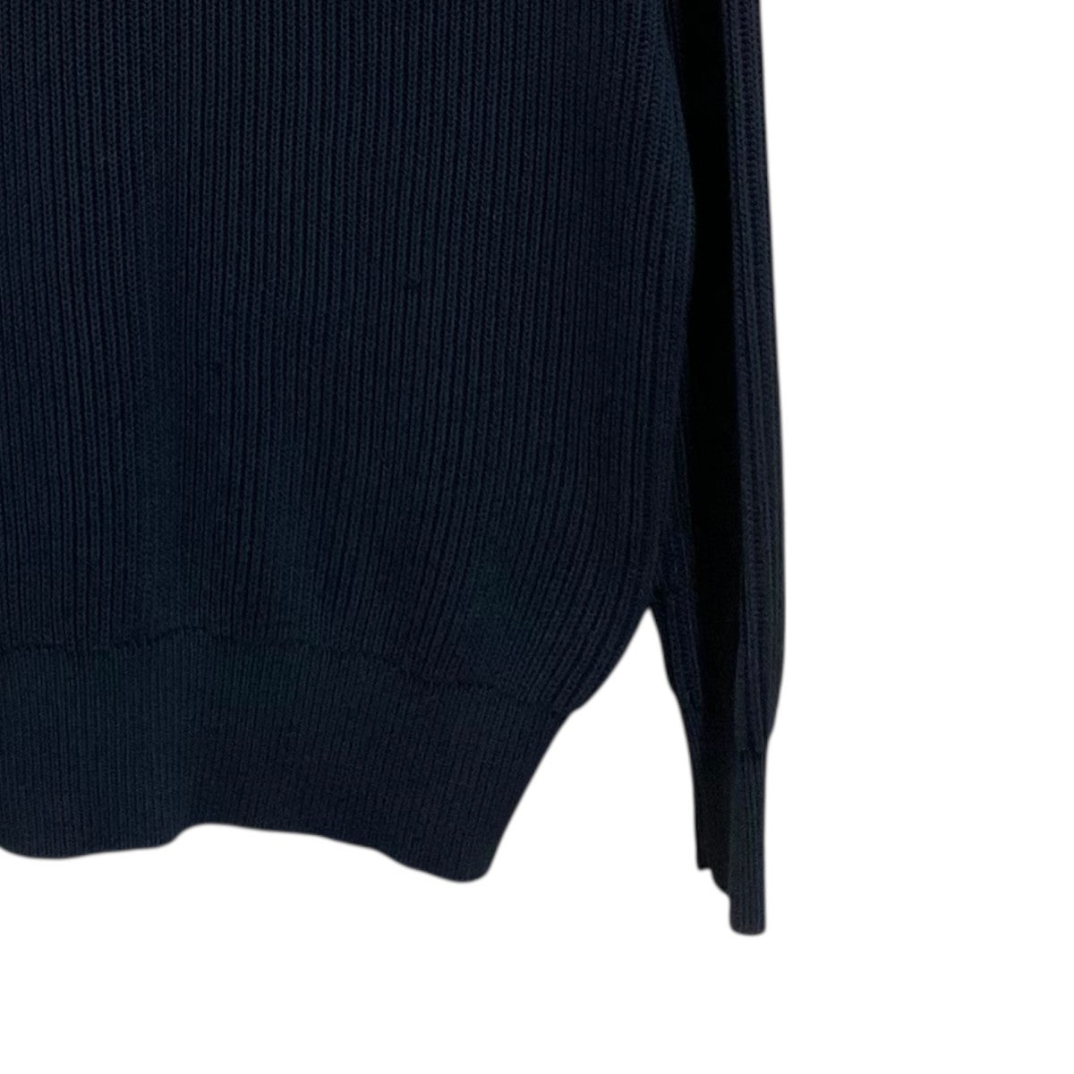 【極美品】ドゥロワー コットンニット 9G 金ボタン プルオーバー F ブラック Drawer(ドゥロワー) 9Gコットン畔編みスナッププルオーバーニット6513