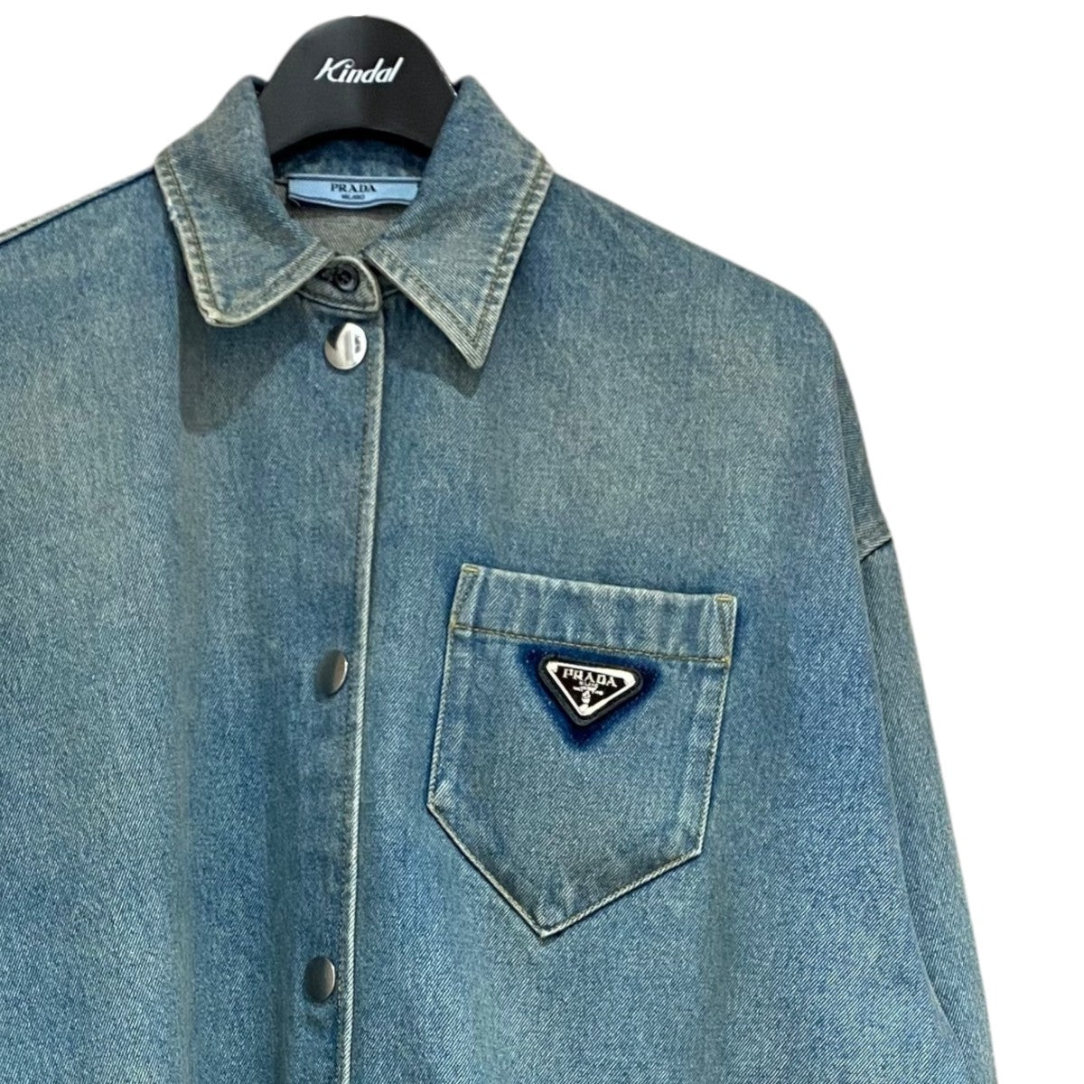 PRADA ブルーグレー 半袖シャツ ニット 40サイズ PRADA ブルーグレー 半袖シャツ ニット 40サイズ PRADA ブルー