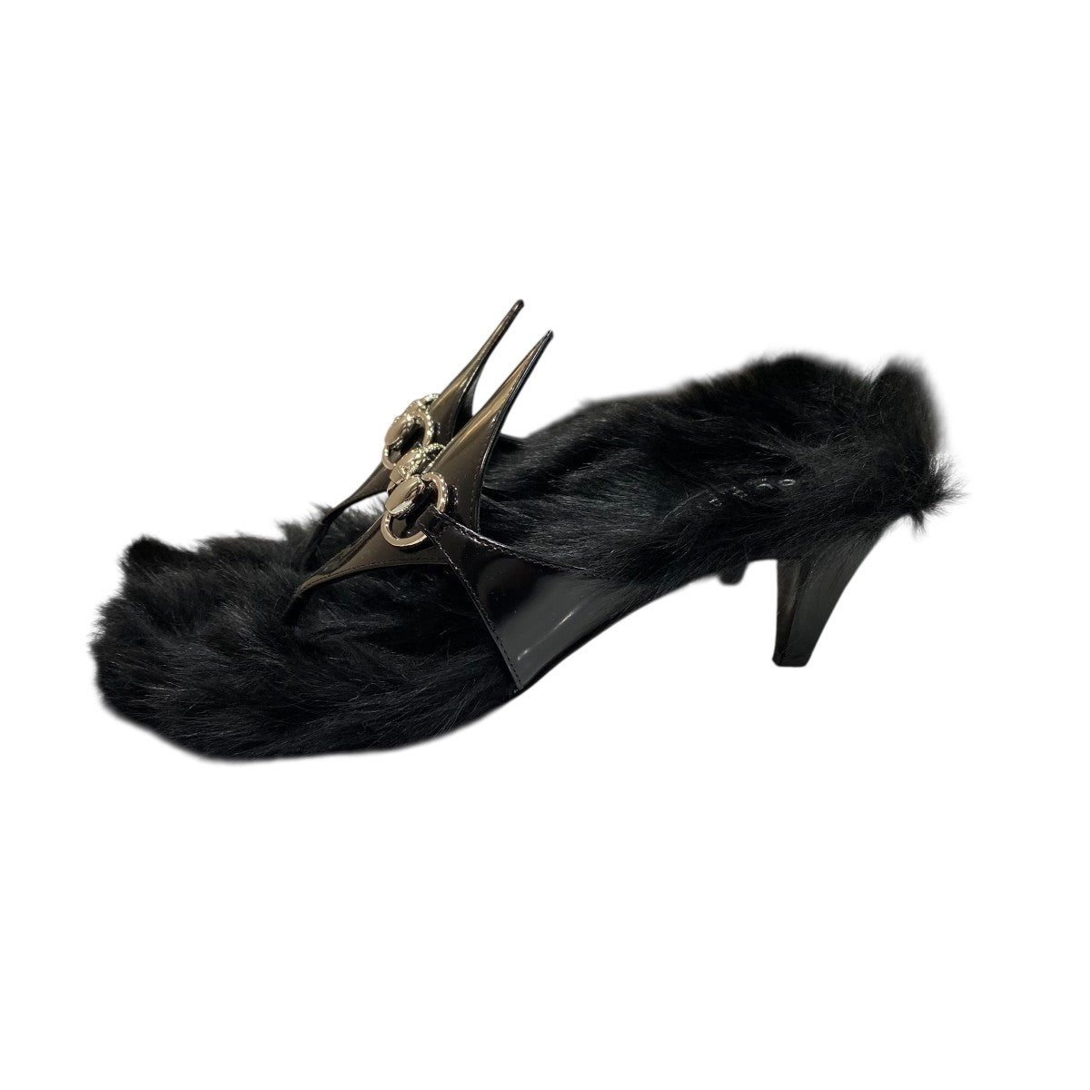 GUCCI(グッチ) ファーヒールサンダル764196 764196 ブラック