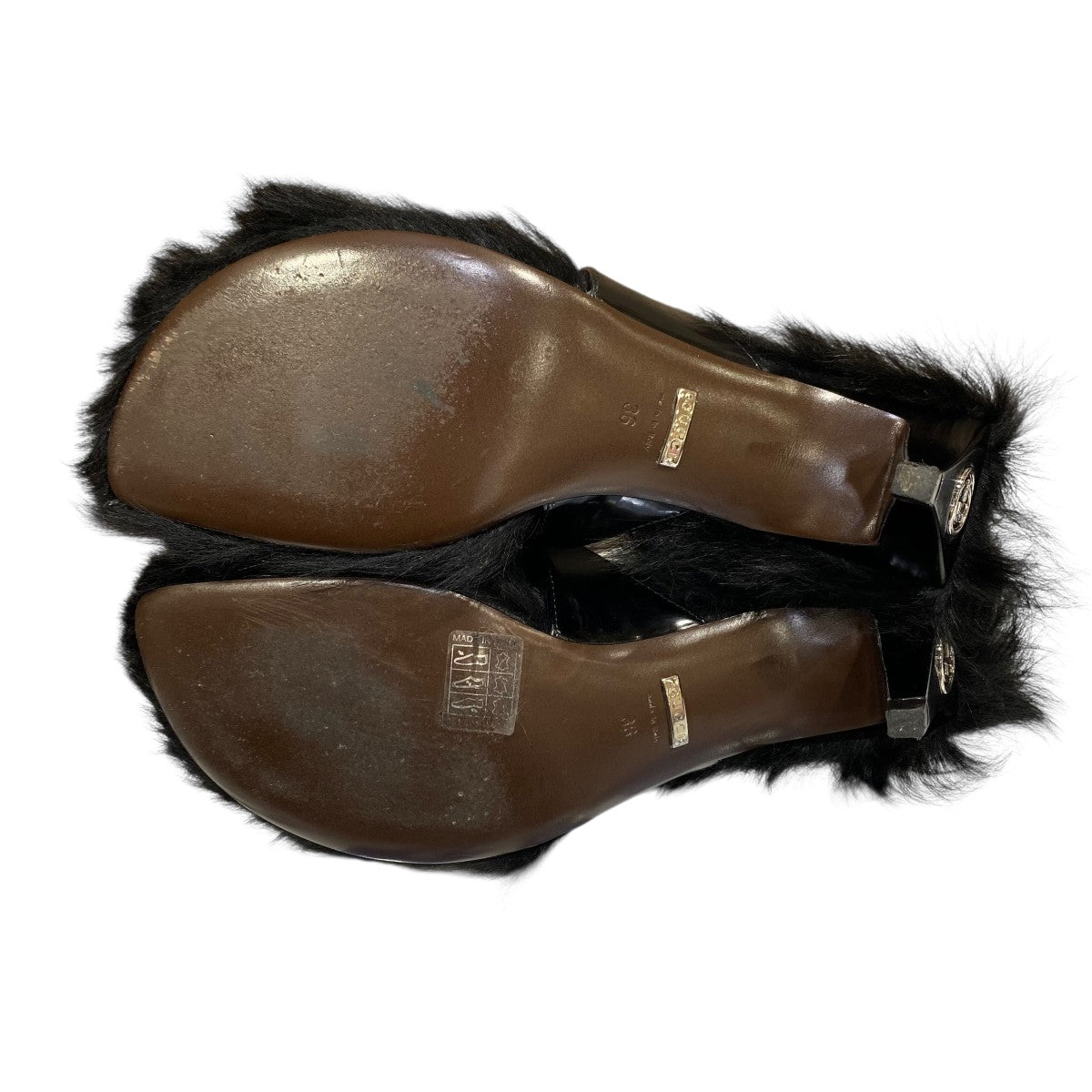 GUCCI(グッチ) ファーヒールサンダル764196 764196 ブラック