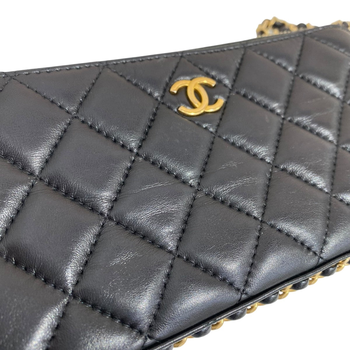 CHANEL(シャネル) マトラッセ ダブルジップ チェーンウォレット 3017