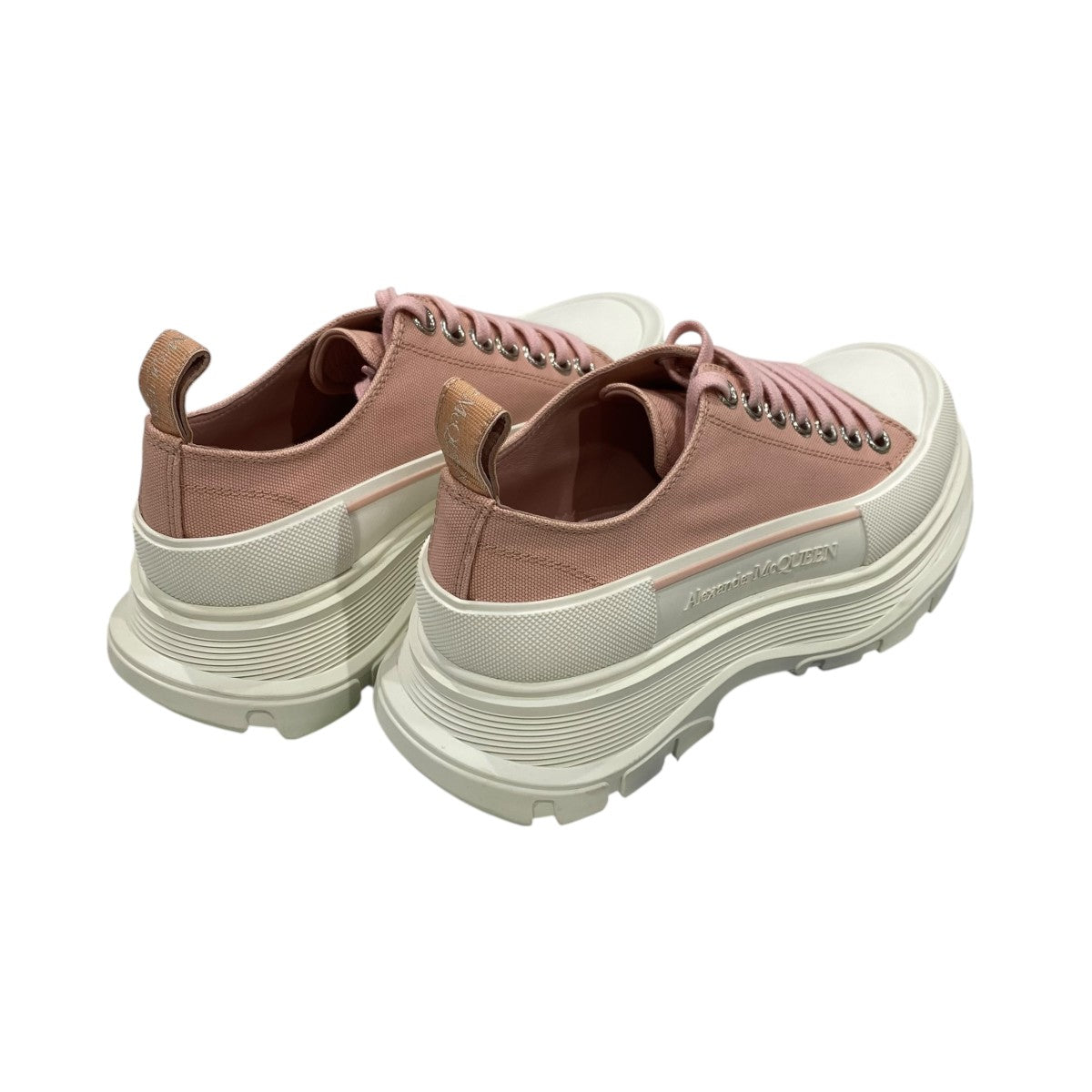 伊製アレキサンダーマックイーンの ピンクベージュ リボン付き フレアスカート38 ALEXANDER McQUEEN(アレキサンダーマックイーン) Tread Slick611705