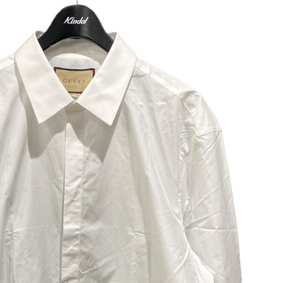 GUCCI(グッチ) GGロゴ刺繍 比翼仕立て長袖ｼｬﾂ699561 699561 ホワイト