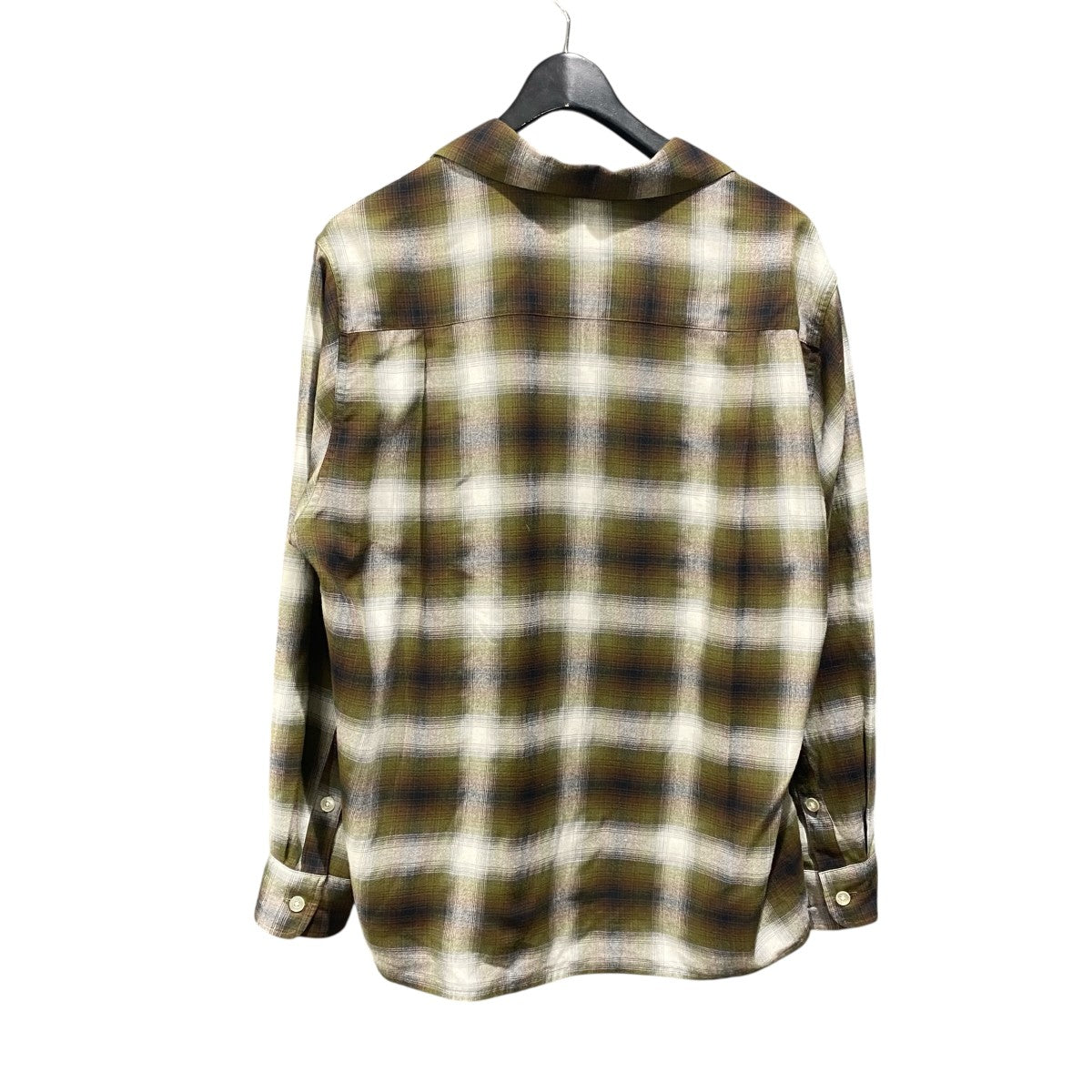 WACKO MARIA(ワコマリア) OMBRE CHECK OPEN COLLAR SHIRT カーキ
