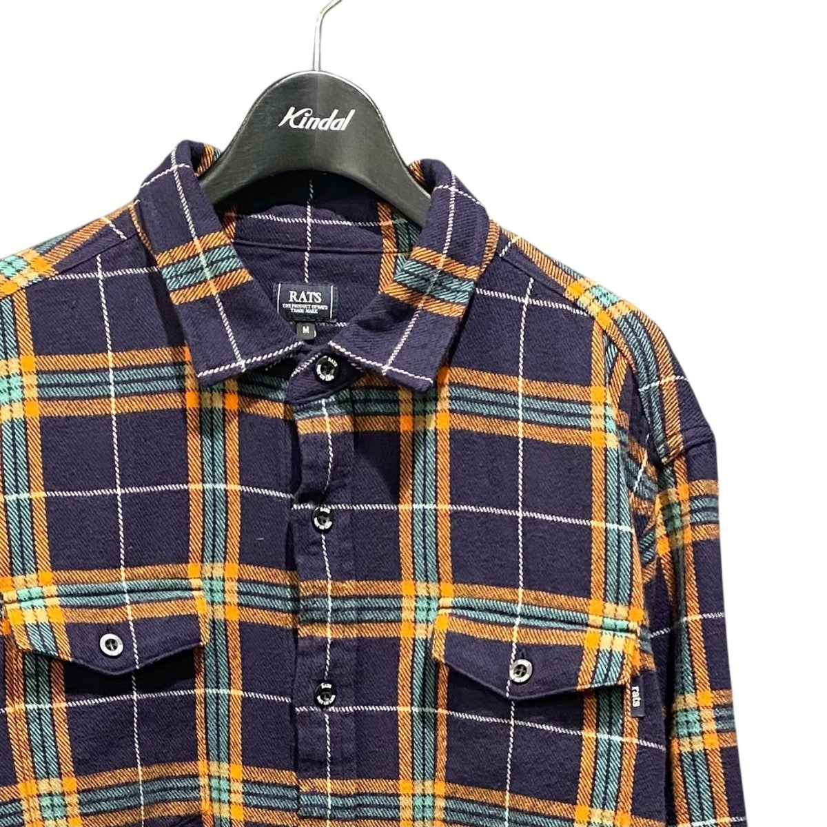 RATS COTTON FLANNEL NAVY CHECK SHIRT24RS-0807 古着・中古-3枚目のアイテム画像