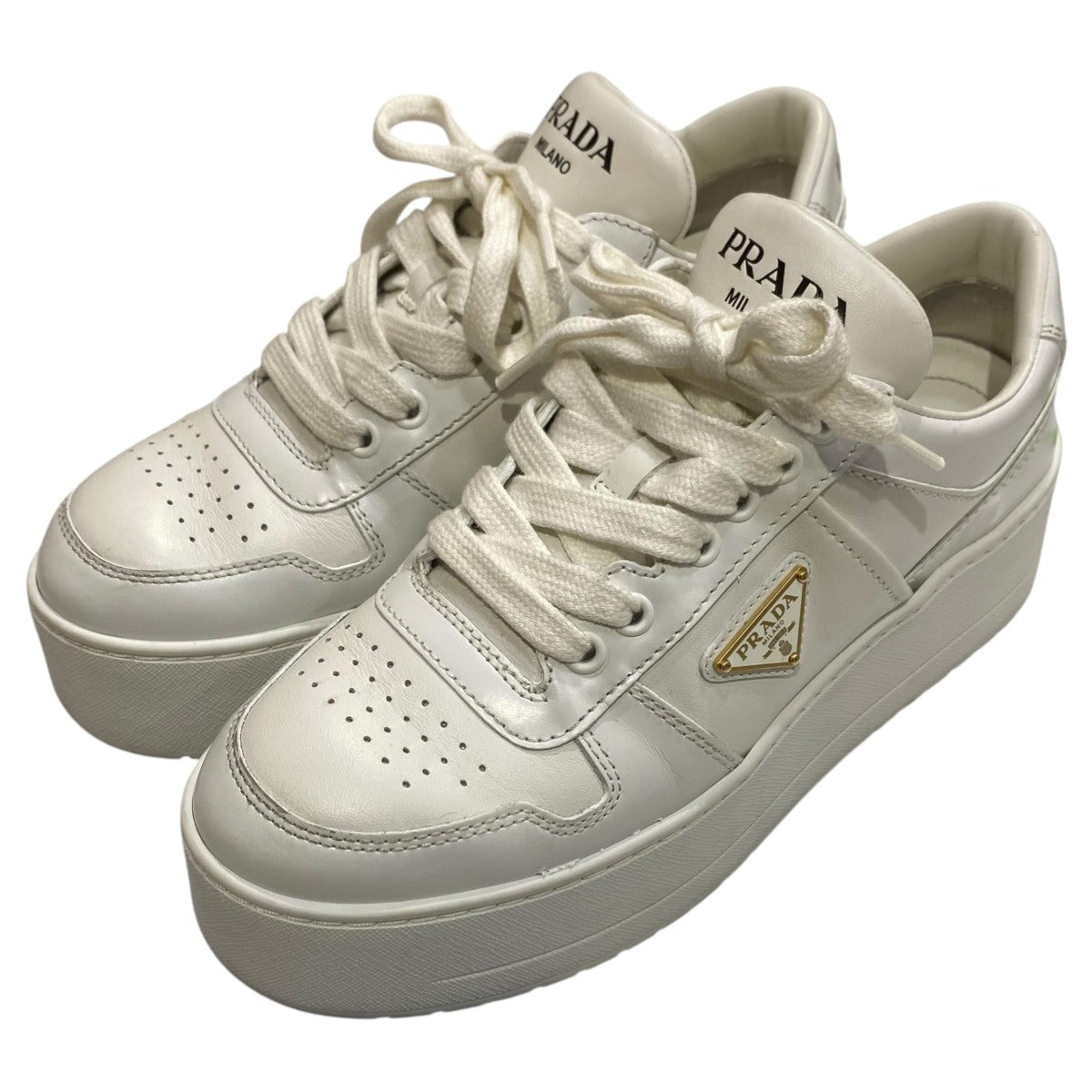 PRADA(プラダ) ダウンタン厚底スニーカー1E792M 1E792M ホワイト