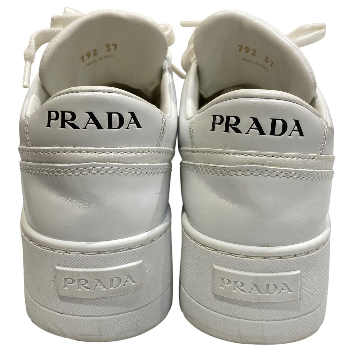 PRADA 厚底スニーカー　ホワイト 37 PRADA(プラダ) ダウンタン厚底スニーカー1E792M 1E792M ホワイト
