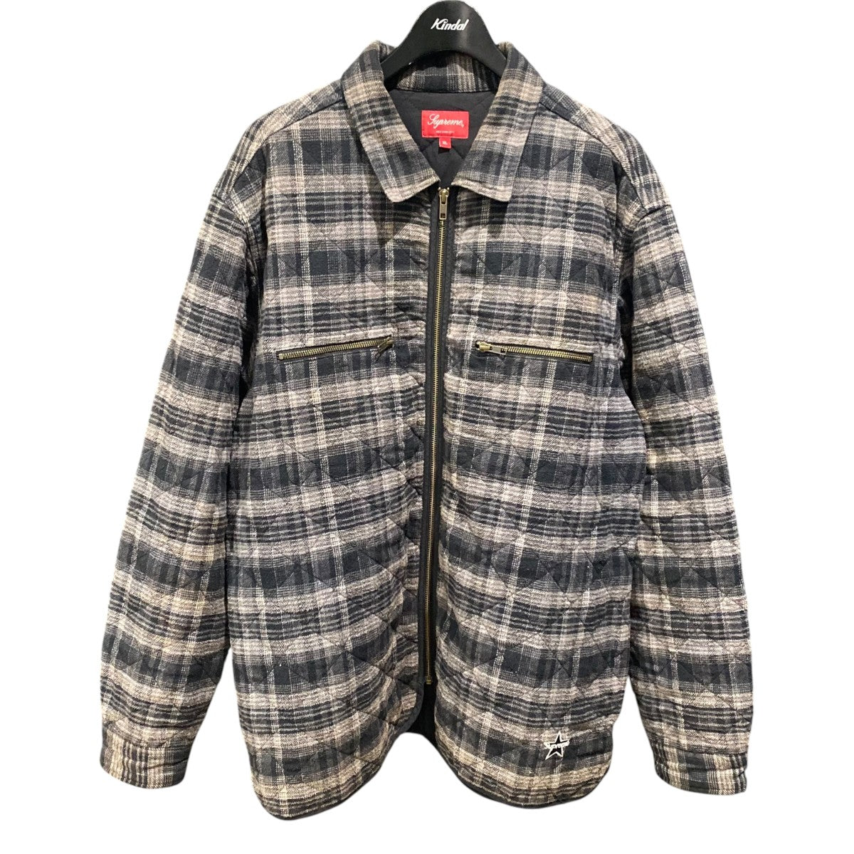 Supreme 19AW／Quilted Plaid Zip Up Shirts 古着・中古-1枚目のアイテム画像