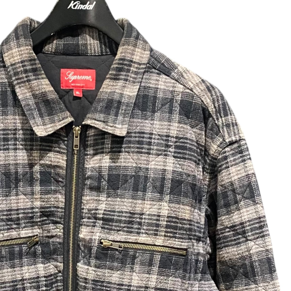 Supreme 19AW／Quilted Plaid Zip Up Shirts 古着・中古-3枚目のアイテム画像