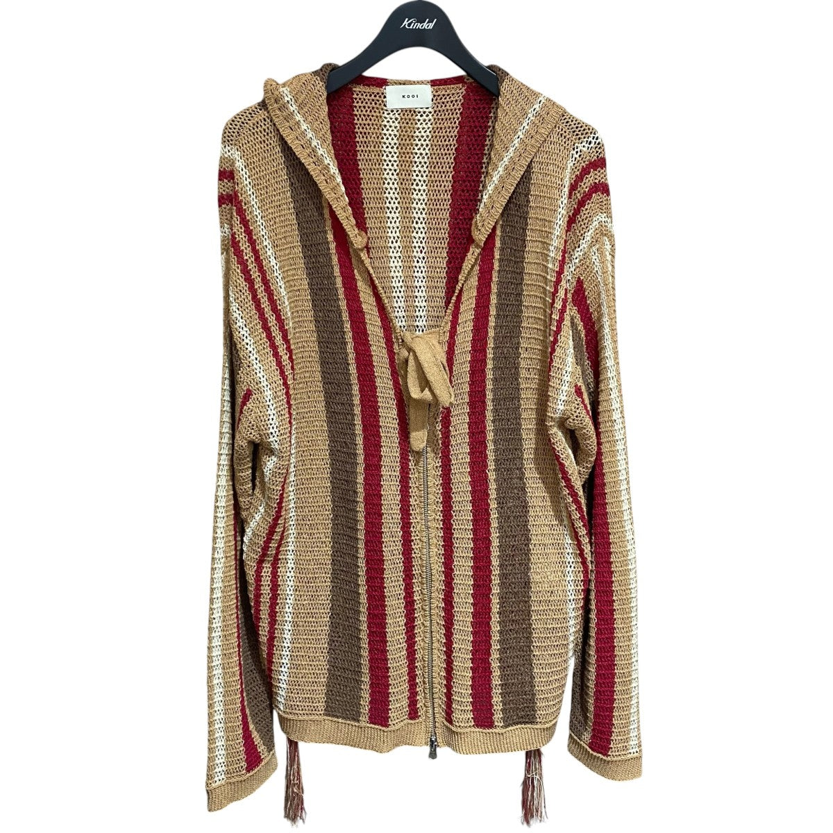 KOOI STRIPE MESH KNIT HOODIE25KO-SS07 古着・中古-1枚目のアイテム画像