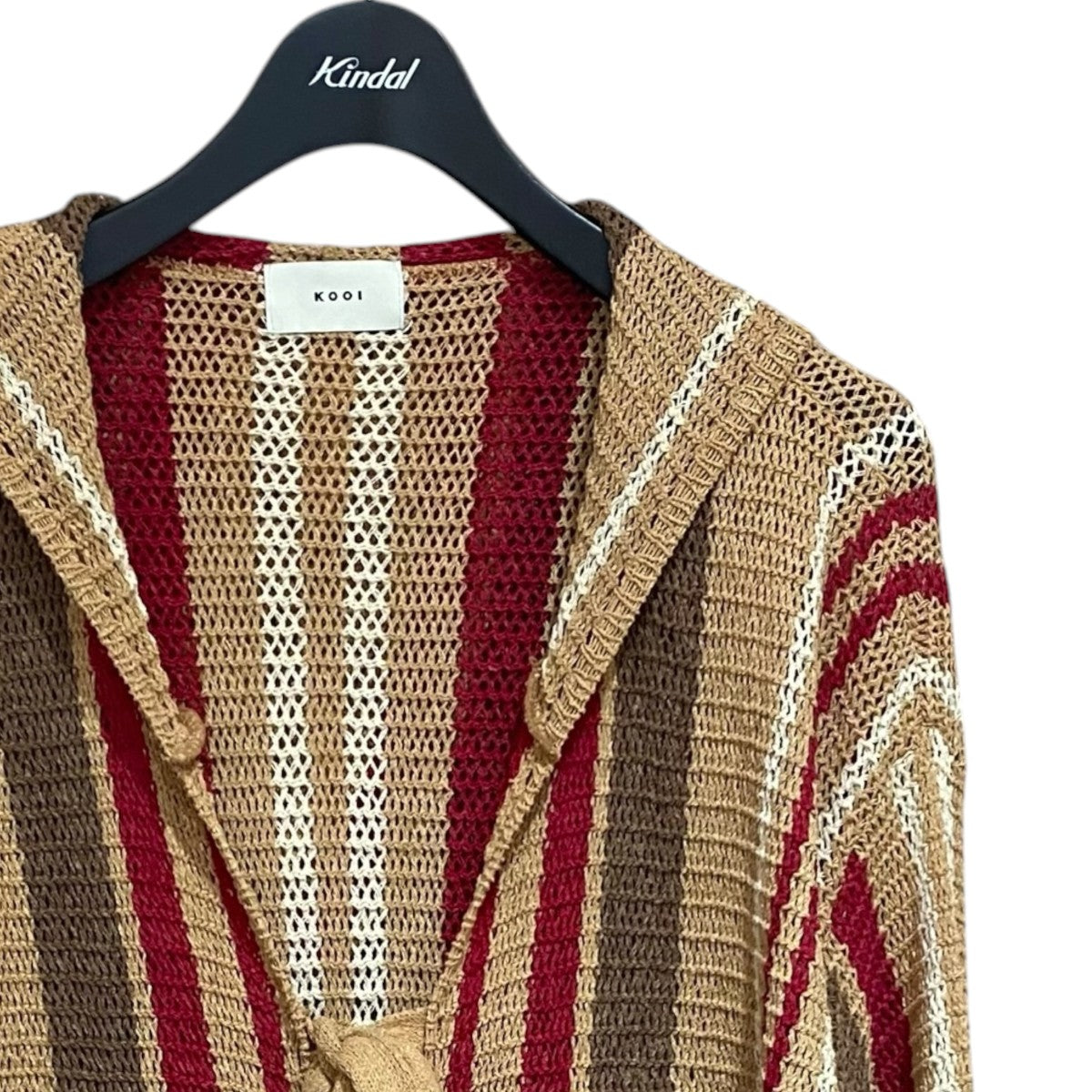 KOOI STRIPE MESH KNIT HOODIE25KO-SS07 古着・中古-3枚目のアイテム画像