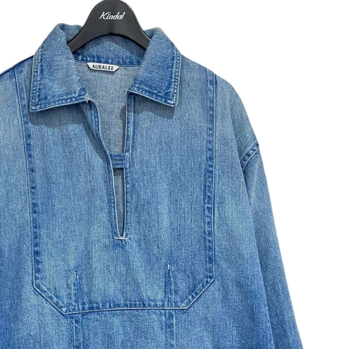 AURALEE SELVEDGE FADED LIGHT DENIM P／O SHIRTA25SP05DE 古着・中古-3枚目のアイテム画像